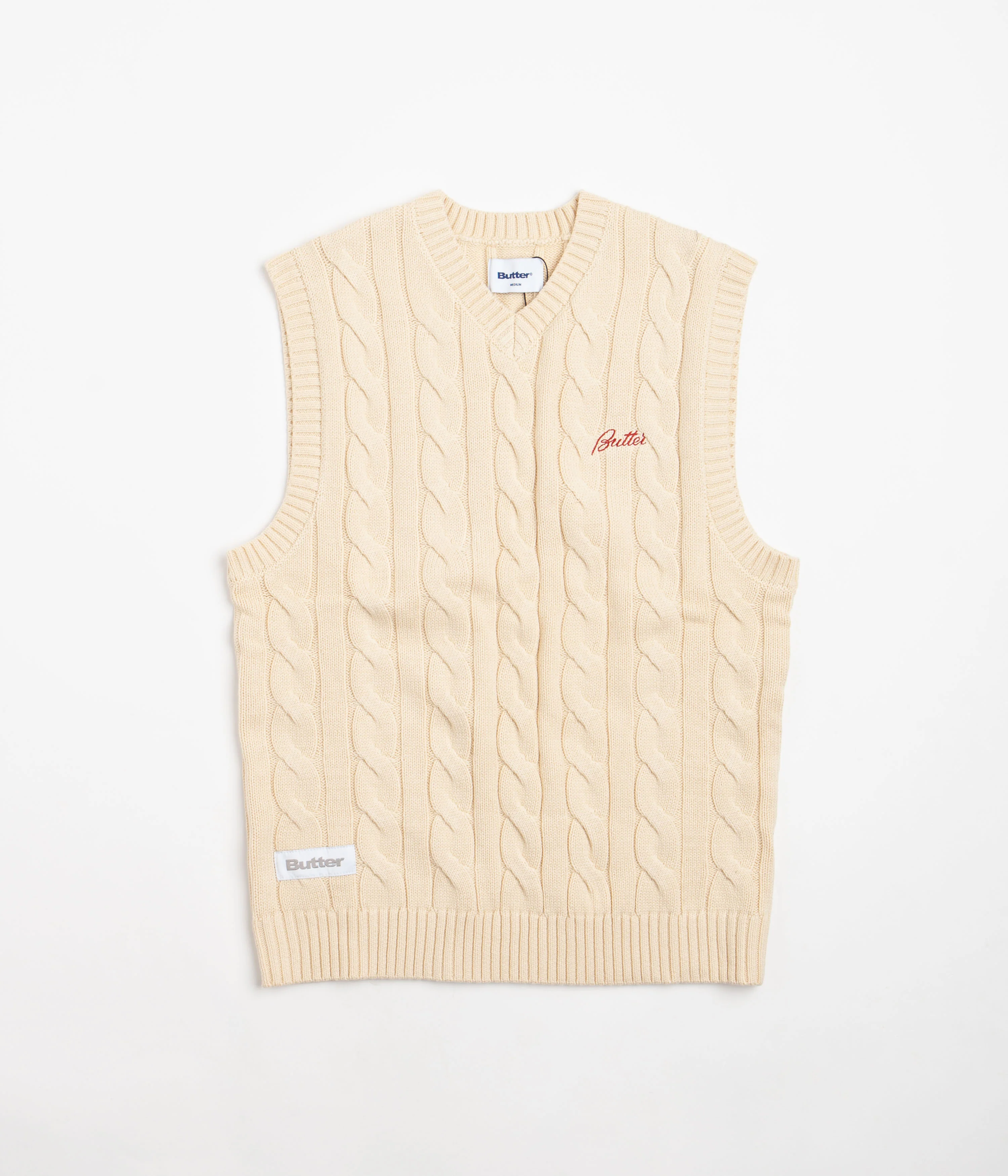 Butter Goods Cable Knit Vest - Bone