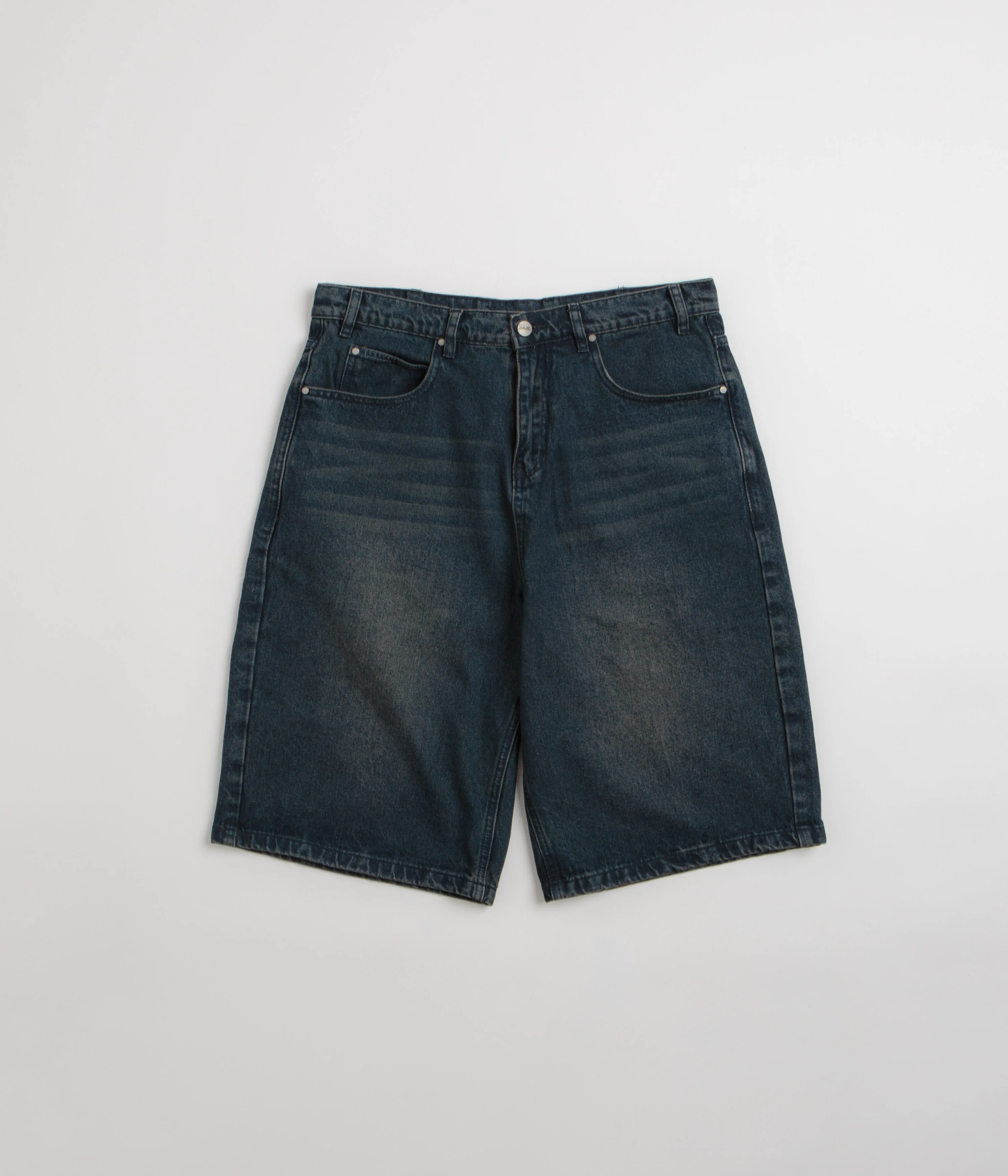 Butter Goods Distressed Big Denim Shorts - Washed Dark Blue