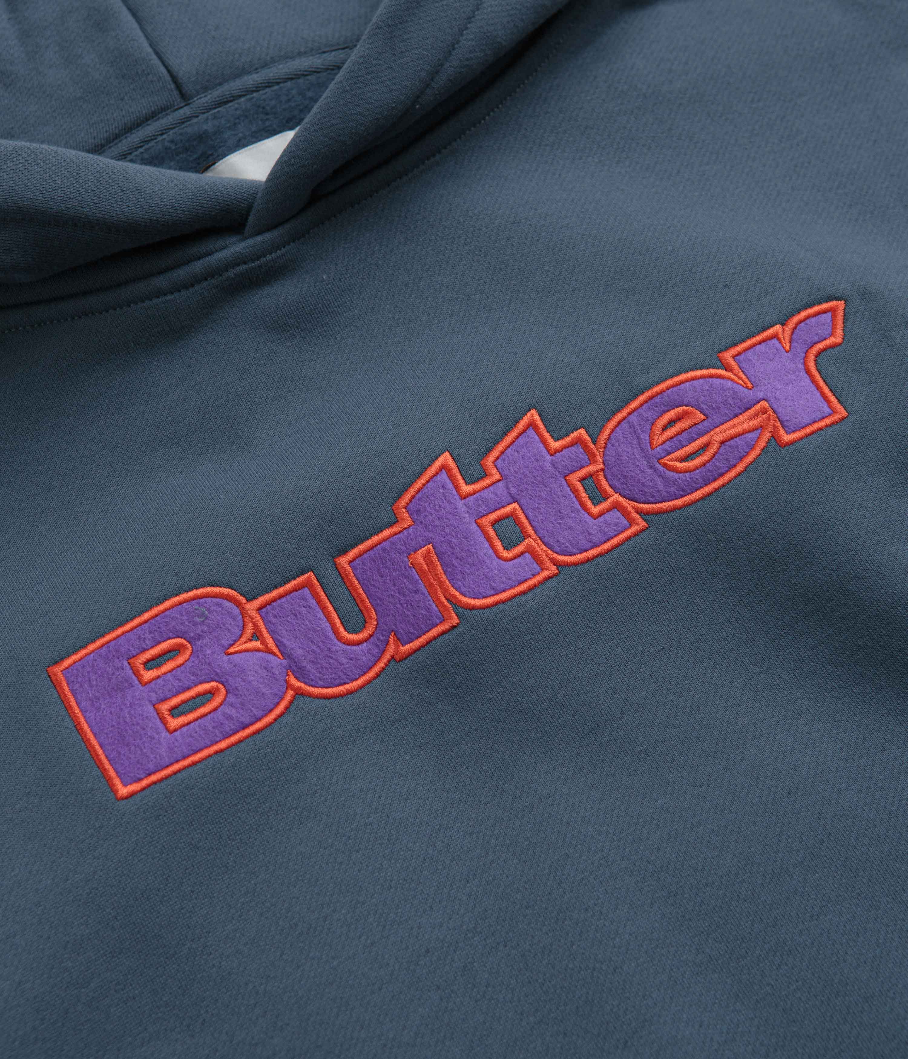 Butter Goods Felt Logo Applique Hoodie - Denim - Image 3