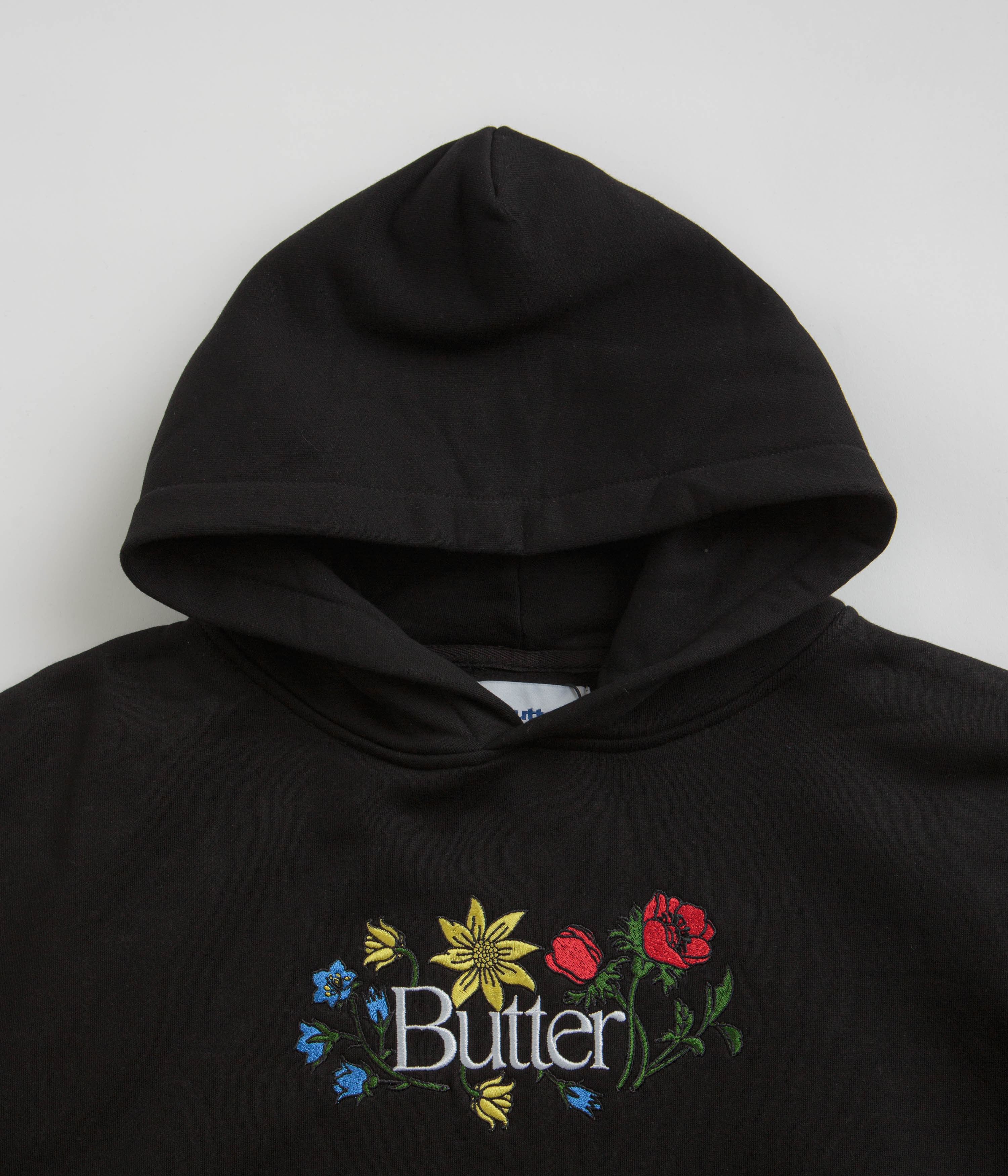 Butter Goods Floral Embroidered Hoodie - Black - Image 2