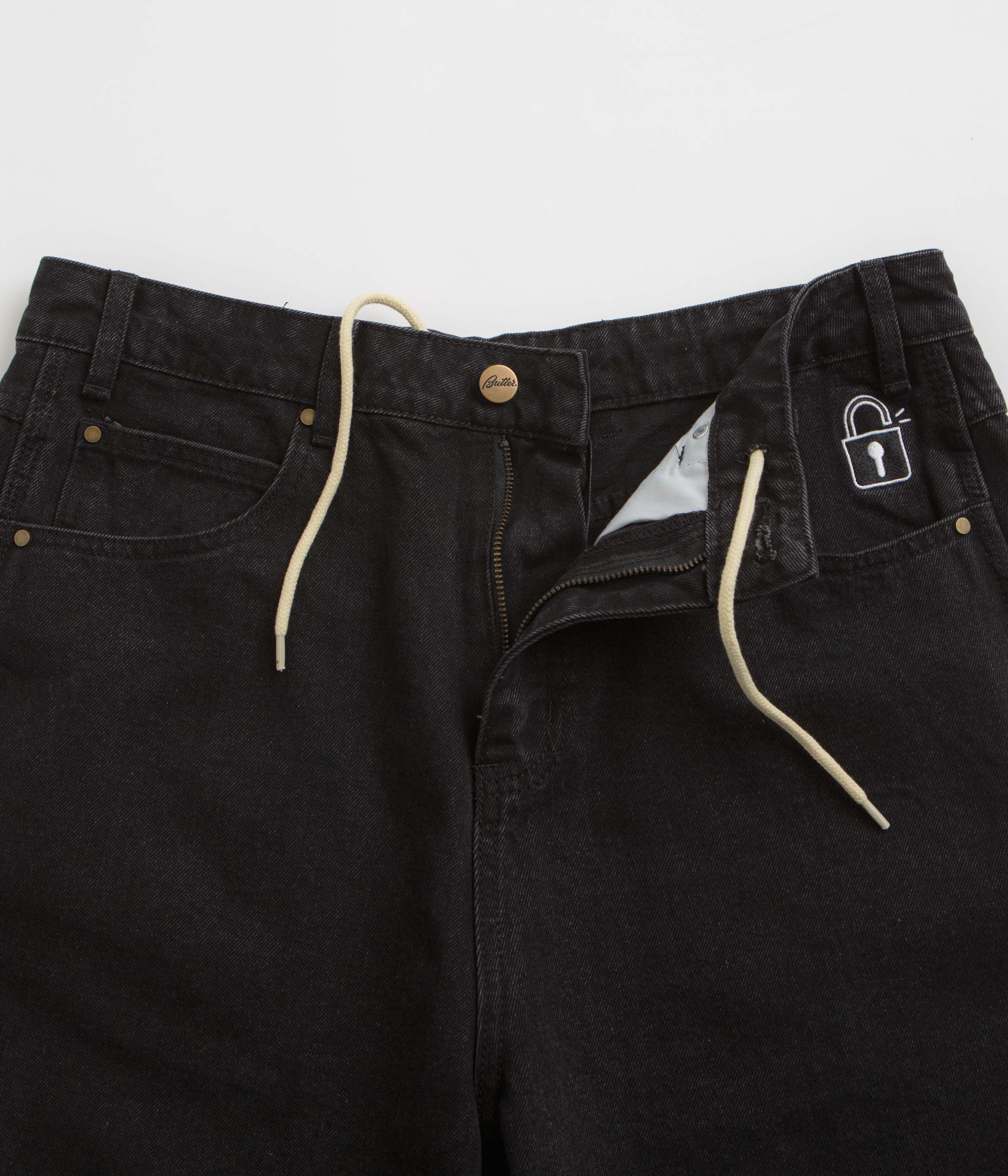 Butter Goods Lock Denim Shorts - Flat Black - Image 7