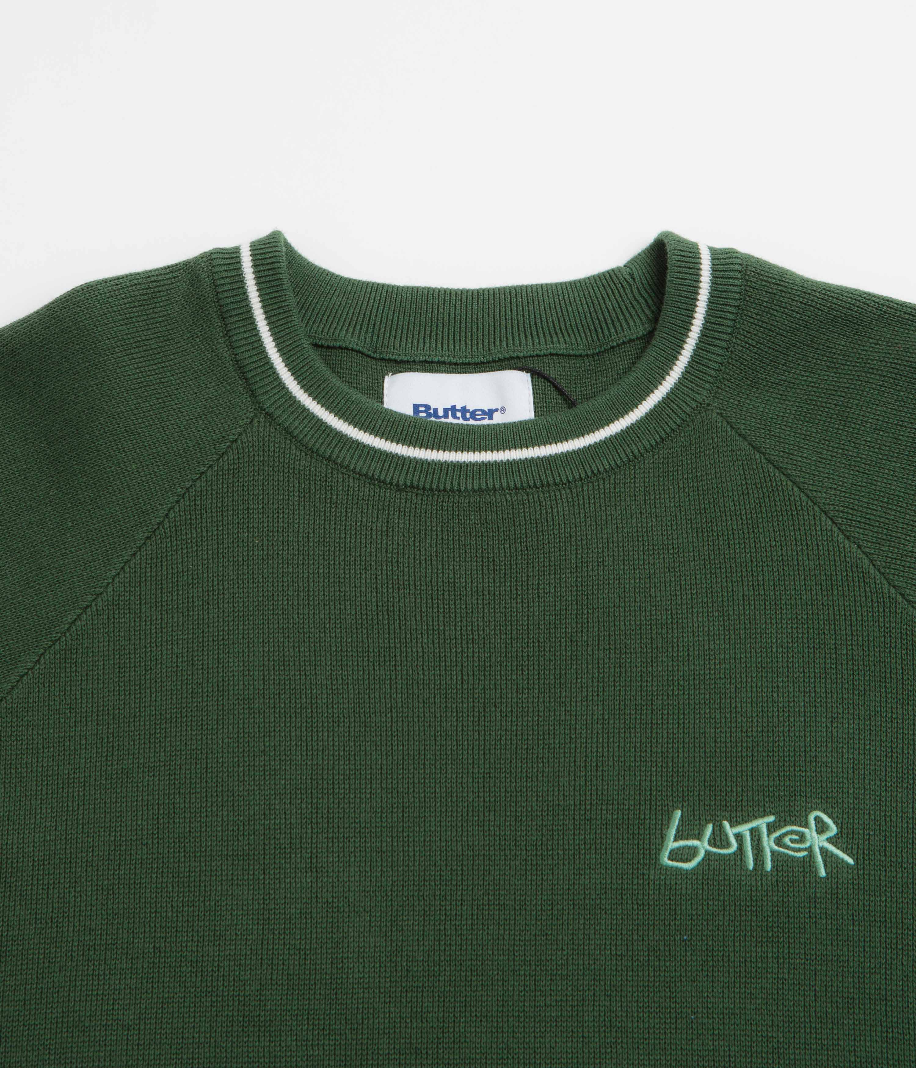 Butter Goods Pier Knit Crewneck Sweatshirt - Moss - Image 2