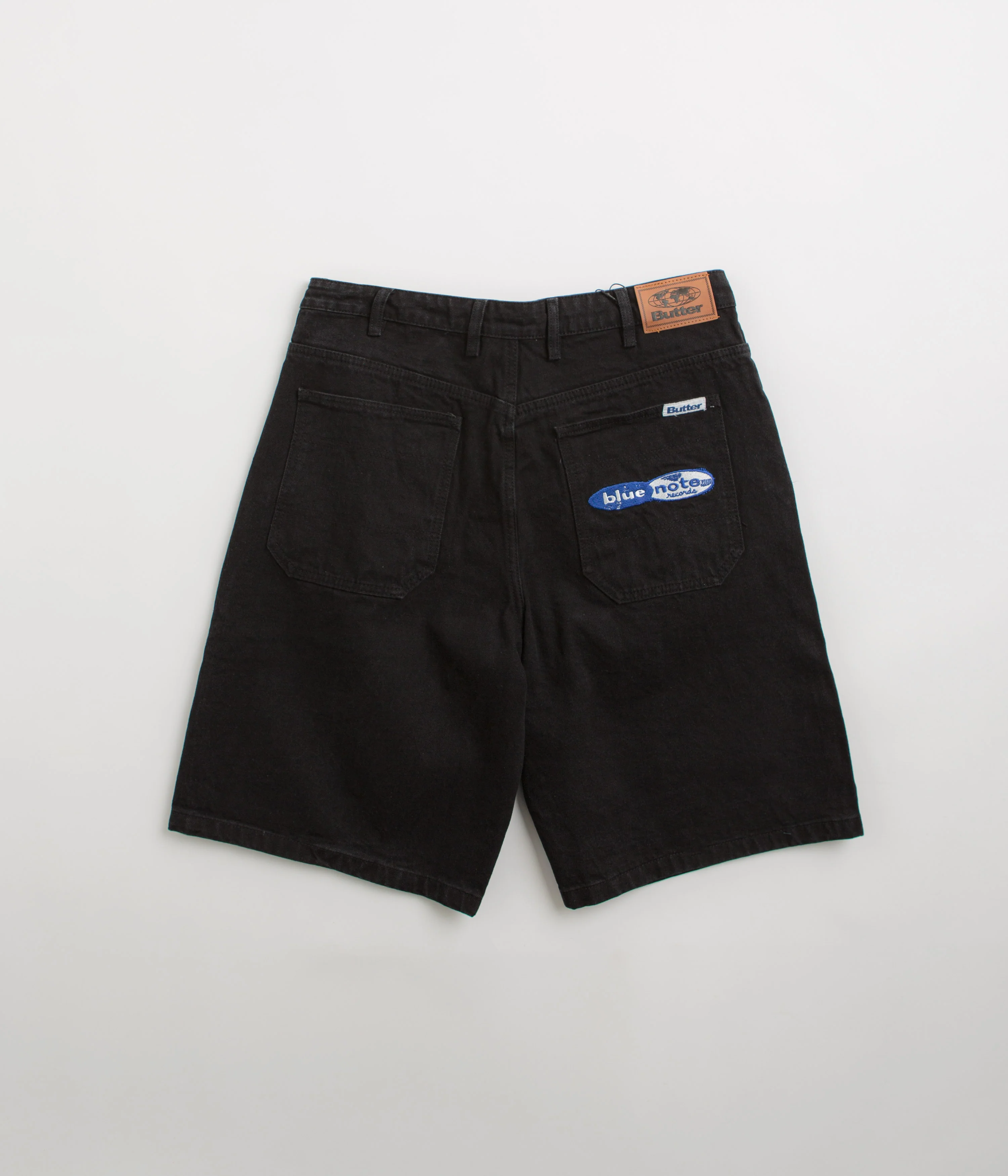 Butter Goods x Blue Note Pleated Denim Shorts - Washed Black - Image 3