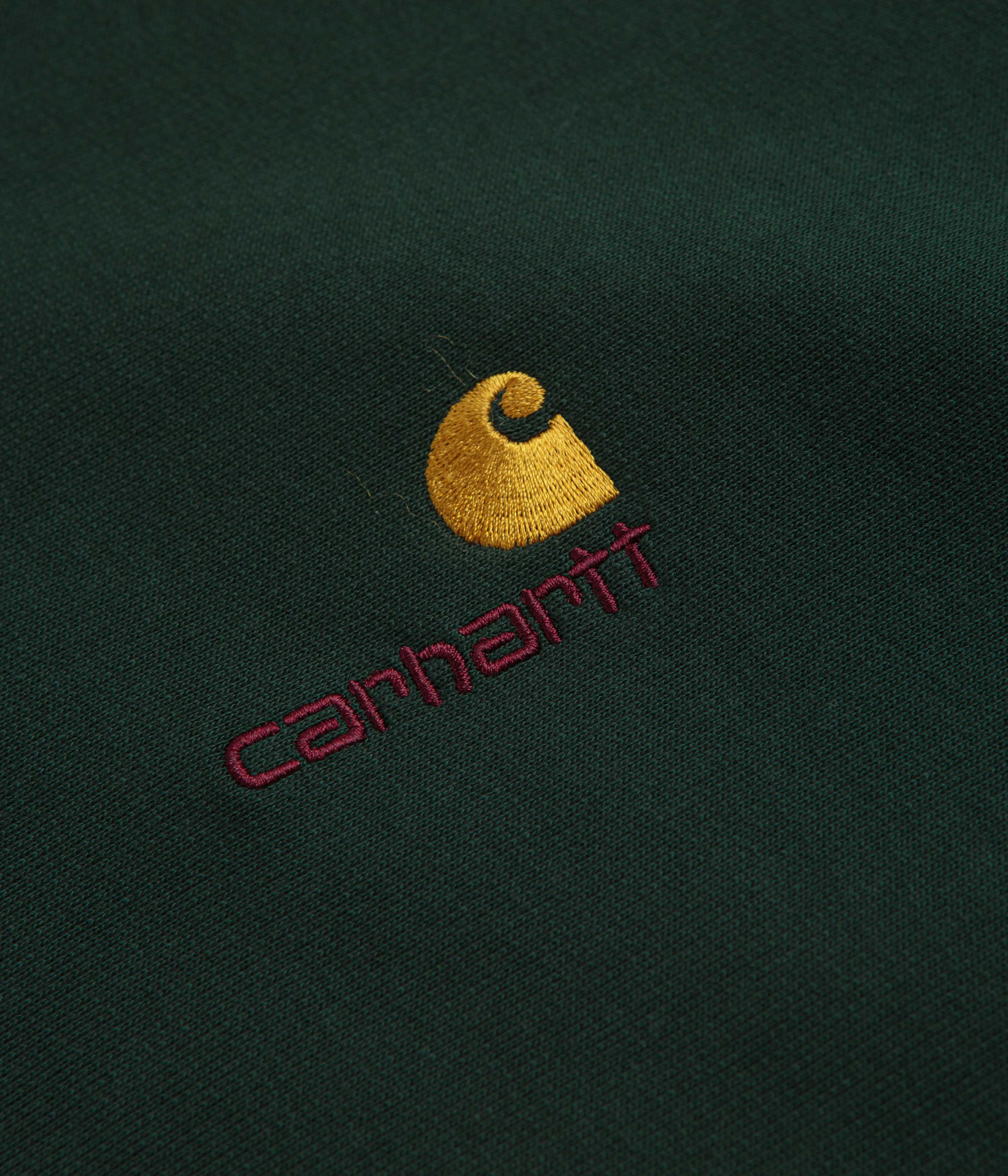 Carhartt Half Zip American Script Sweatshirt - Conifer - Image 3