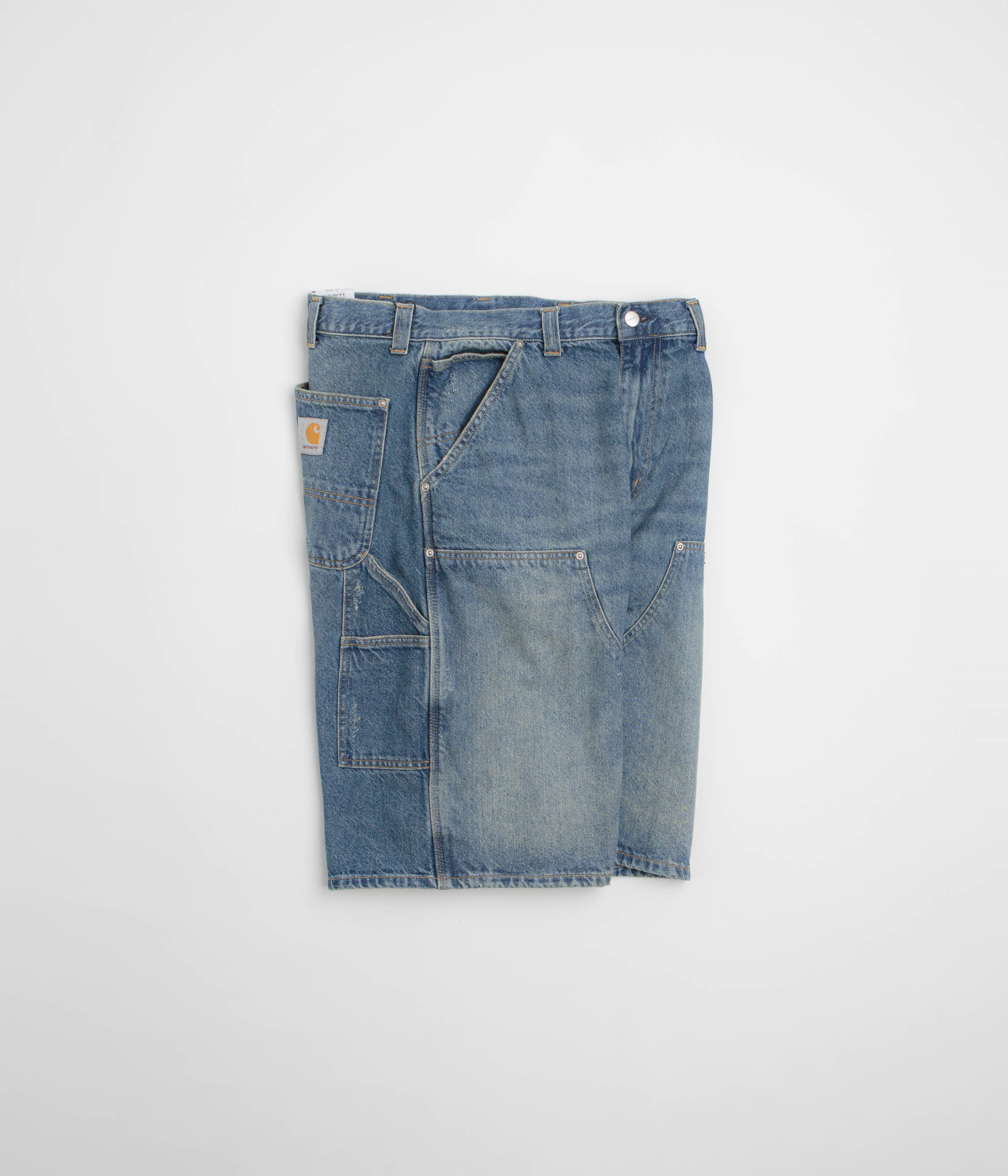 Carhartt OG Aden Double Knee Denim Shorts - Blue Grind Wash - Image 2