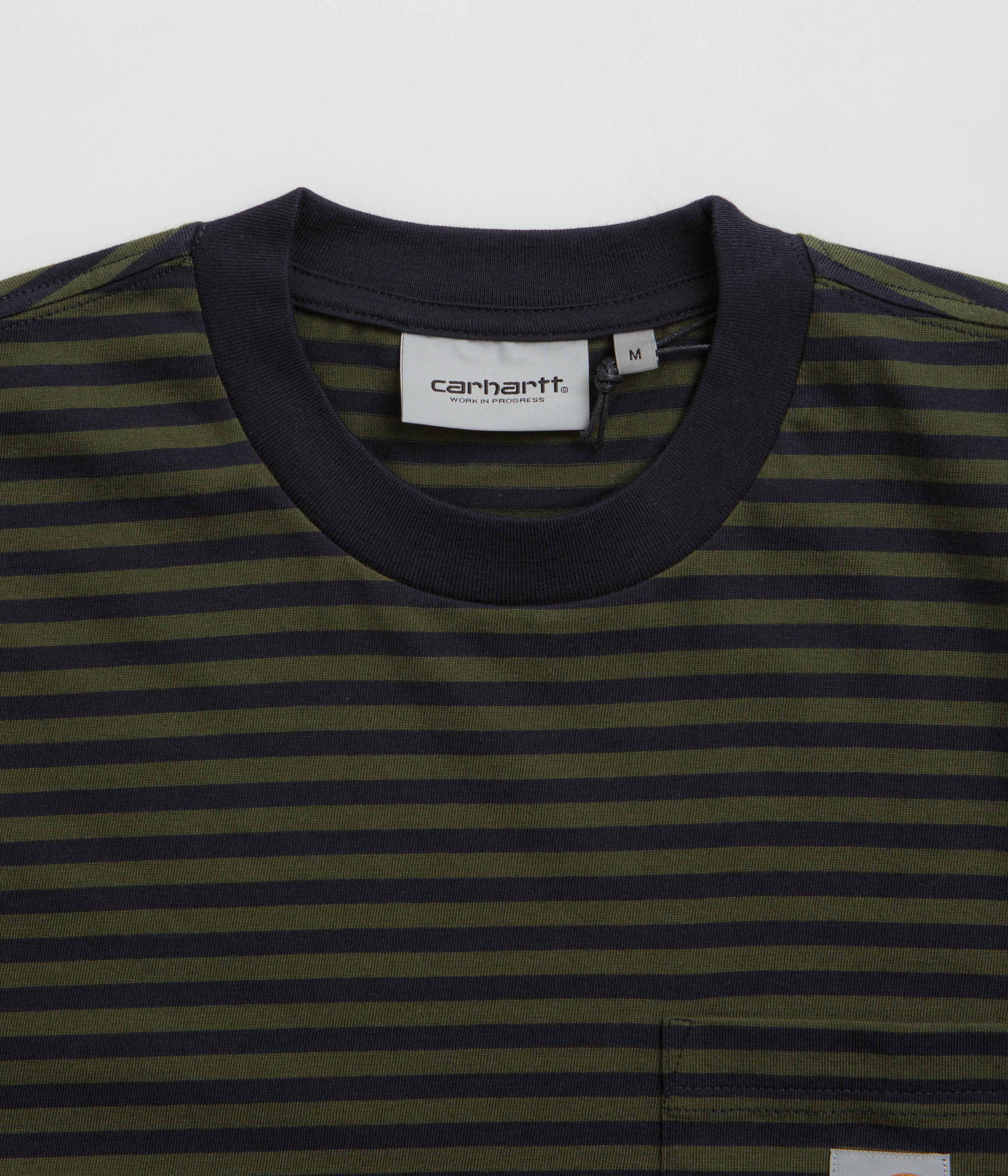 Carhartt Verner Pocket T-Shirt - Verner Stripe / Dark Navy / Office Green - Image 3