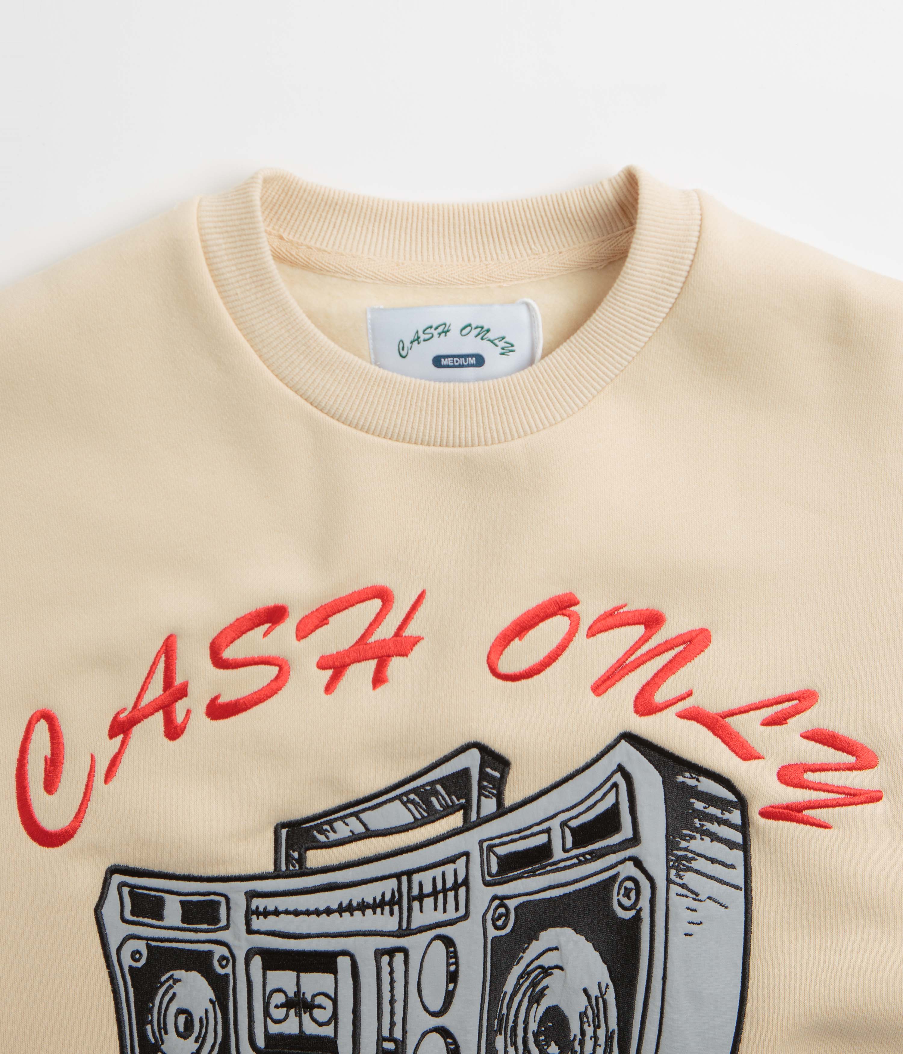 Cash Only Boombox Applique Crewneck Sweatshirt - Cream - Image 4