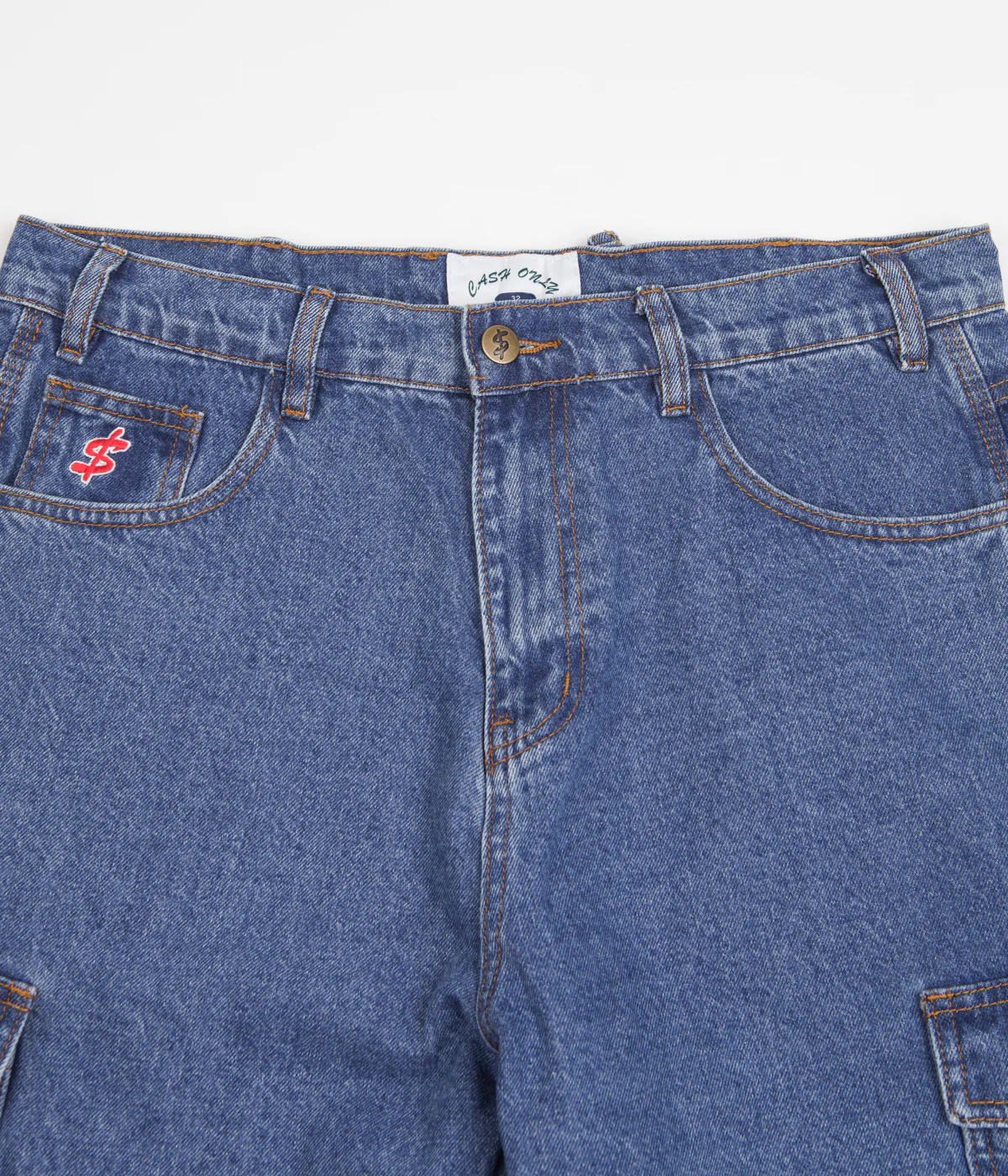 Cash Only Denim Cargo Shorts - Washed Indigo - Image 4