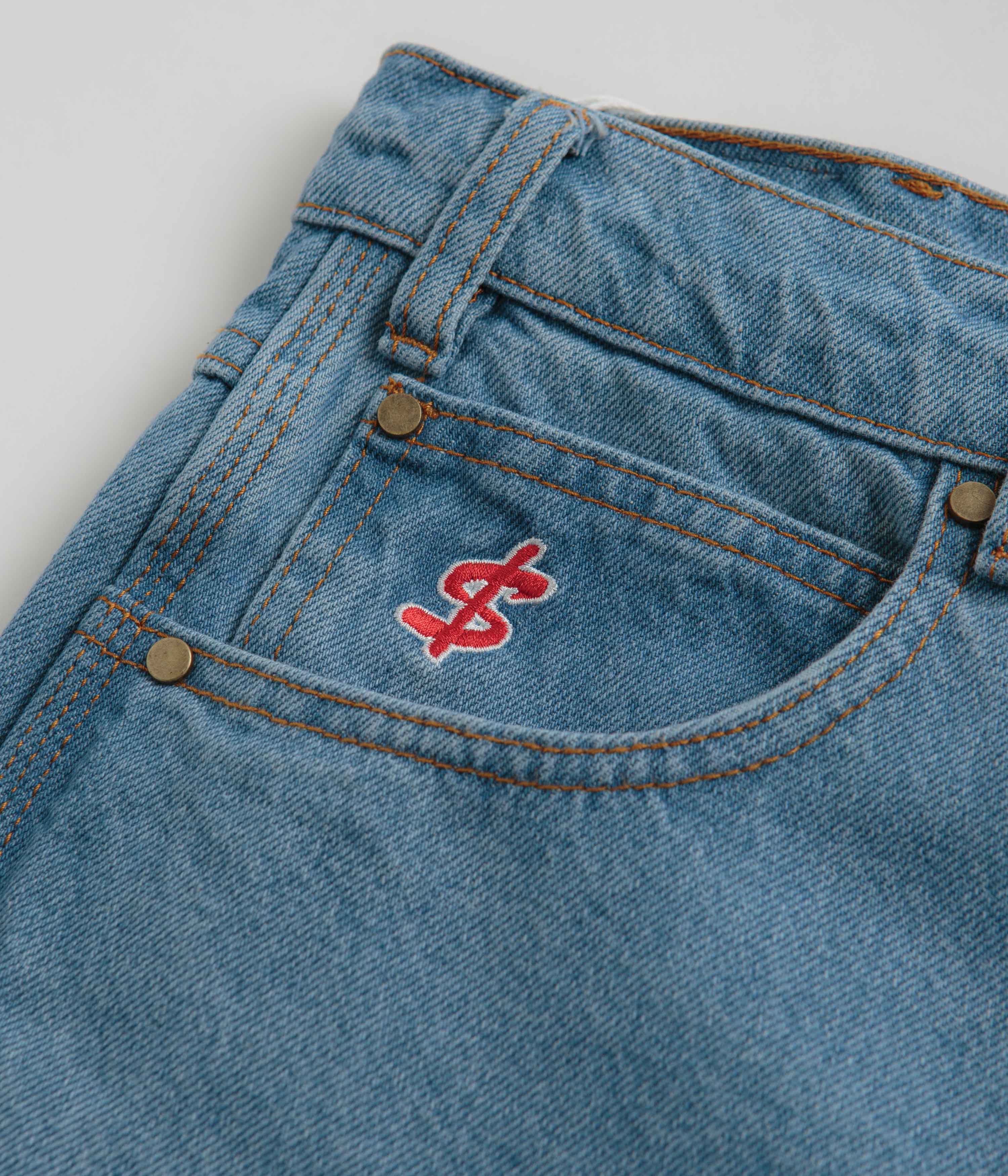Cash Only Logo Denim Shorts - Washed Indigo - Image 5