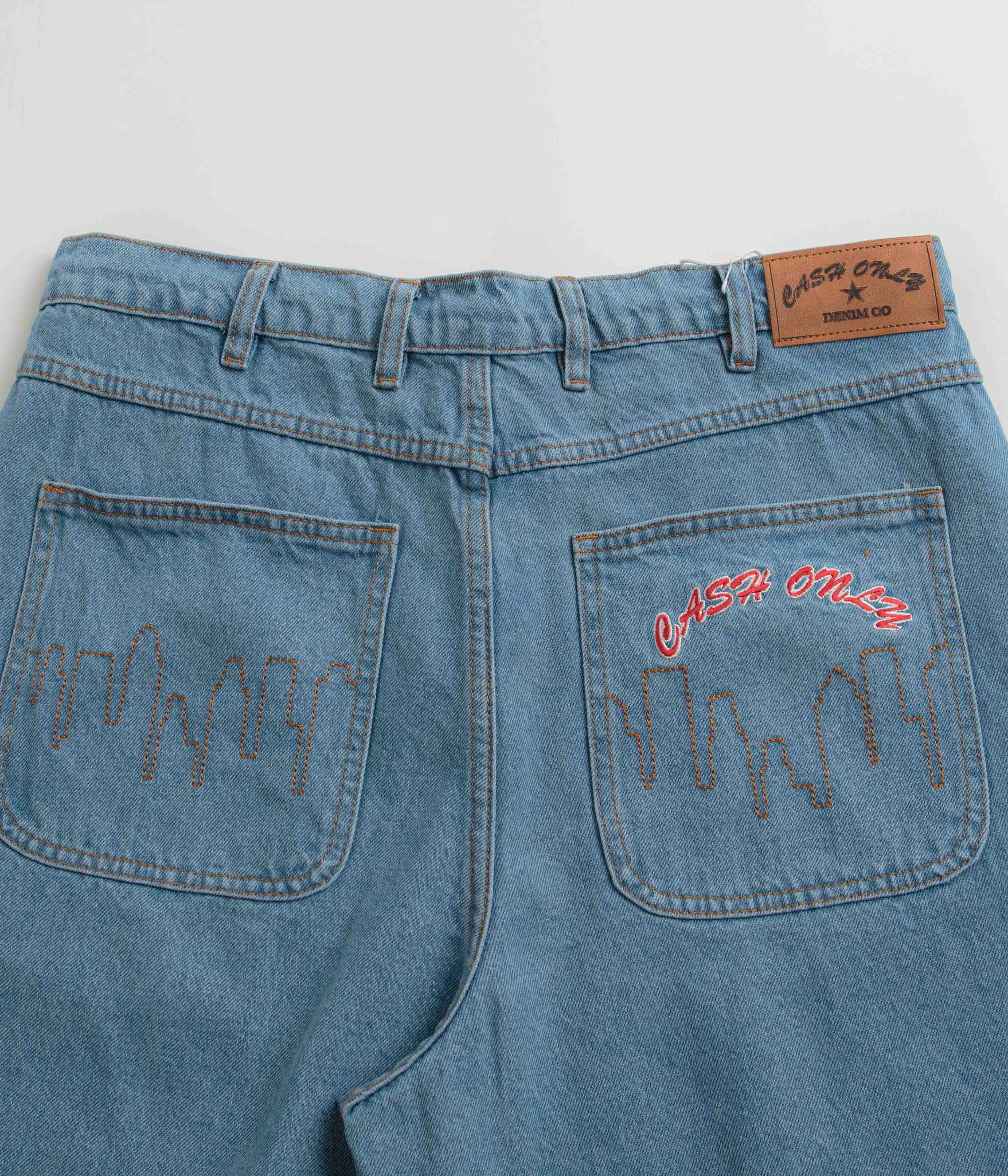Cash Only Logo Denim Shorts - Washed Indigo - Image 9