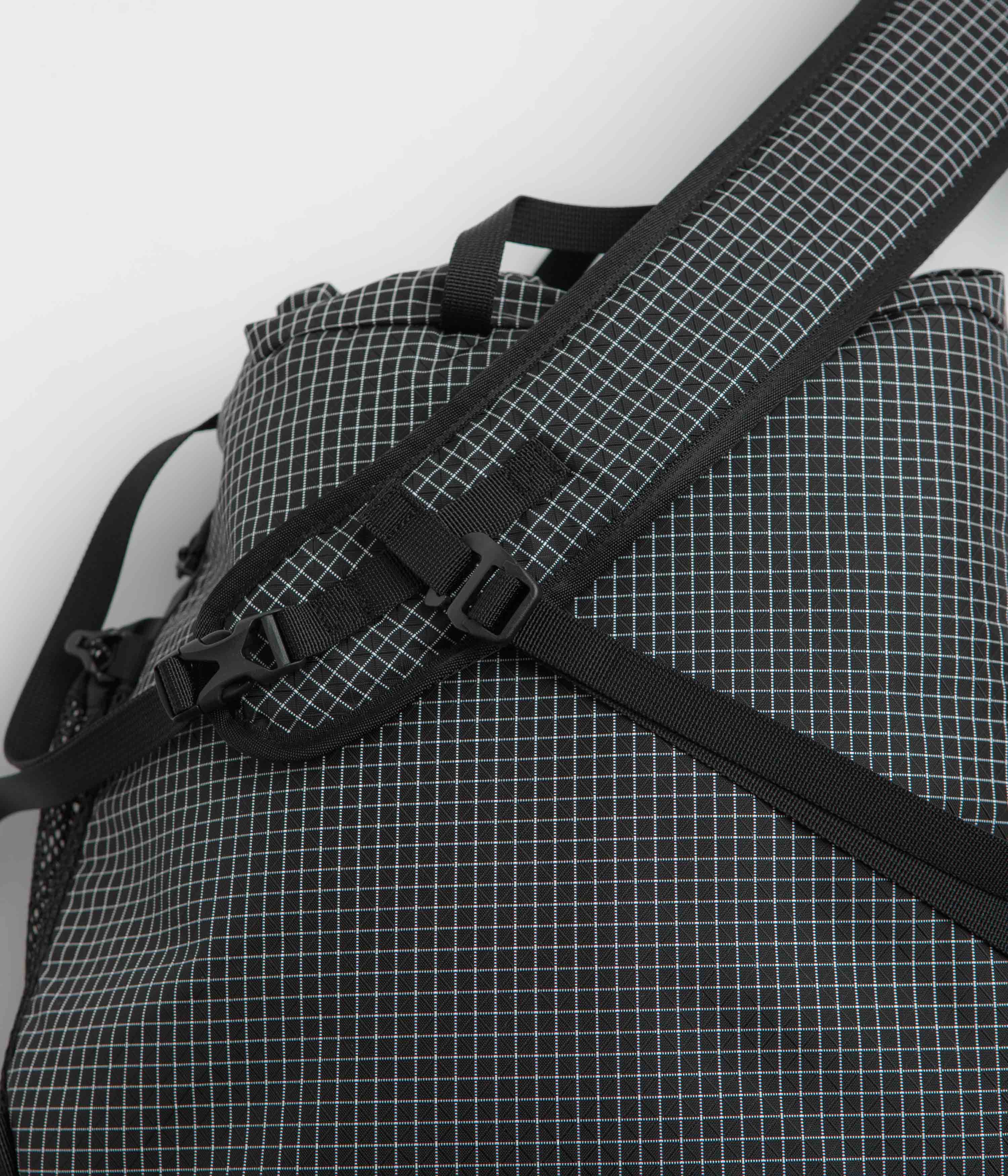 Cayl Rolltop Grid Cross Bag - Black - Image 5