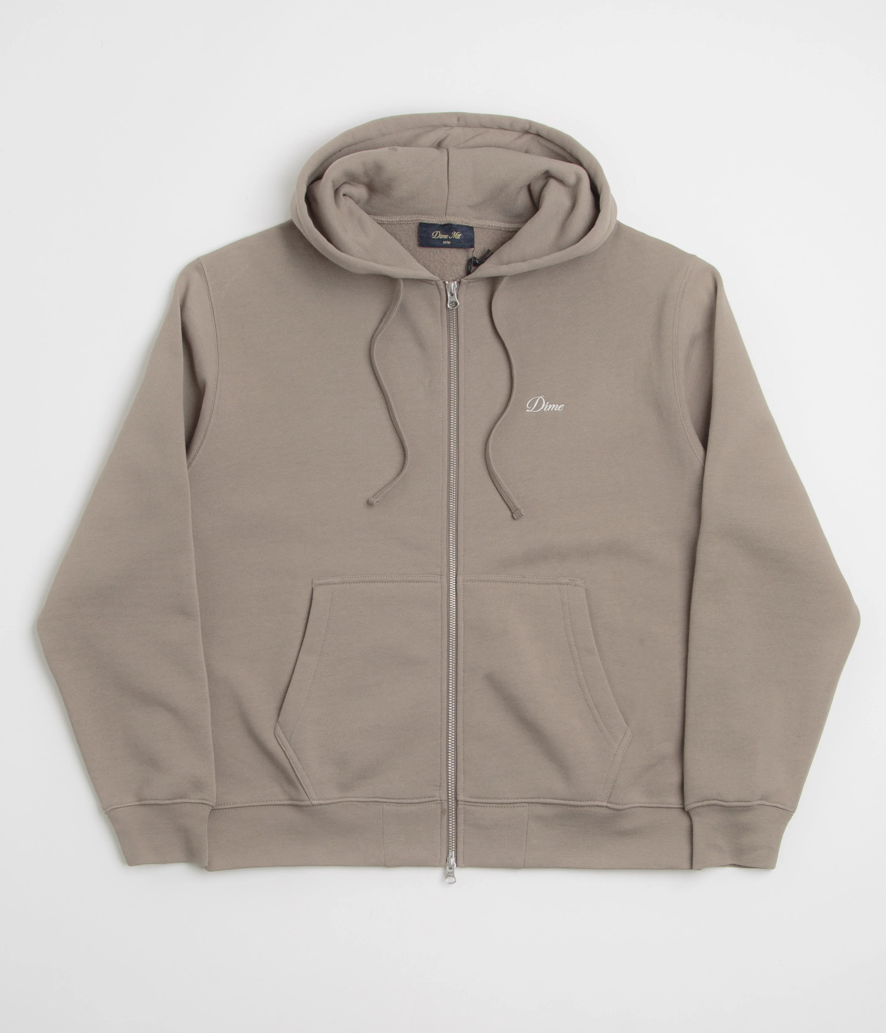 Dime Cursive Small Logo Full Zip Hoodie - Driftwood