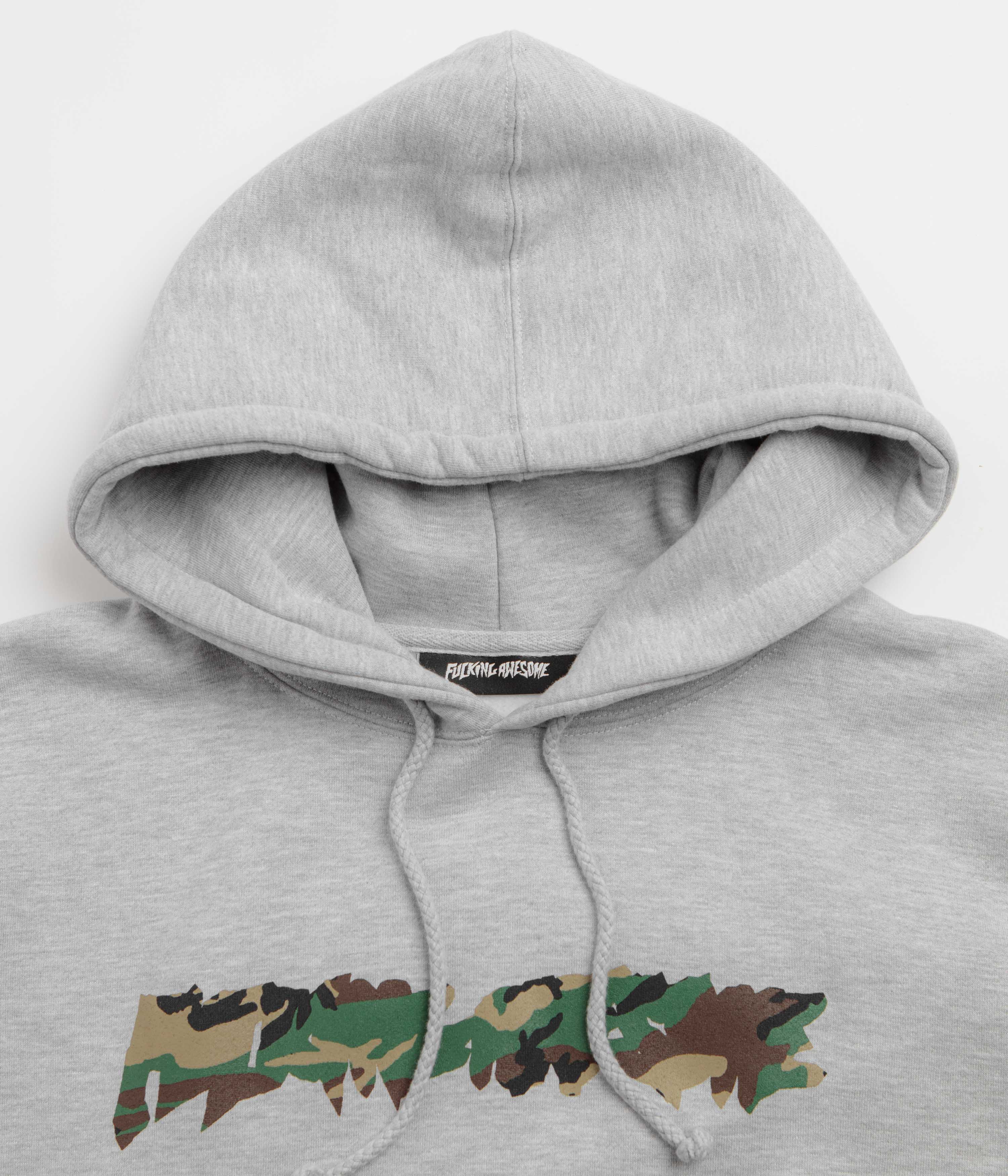 Fucking Awesome Camo Logo Hoodie - Ash Heather - Image 2