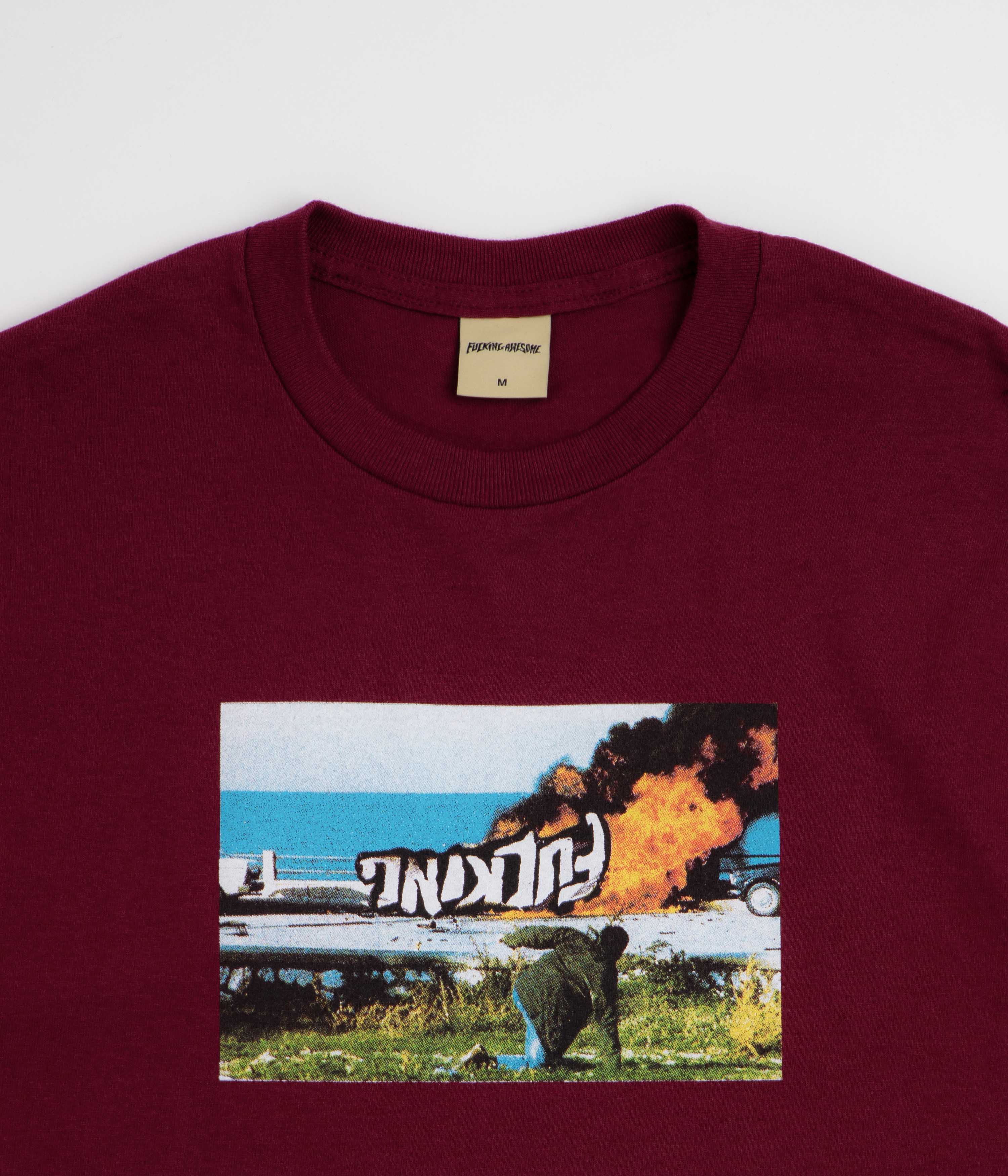 Fucking Awesome Car Burn T-Shirt - Maroon - Image 2