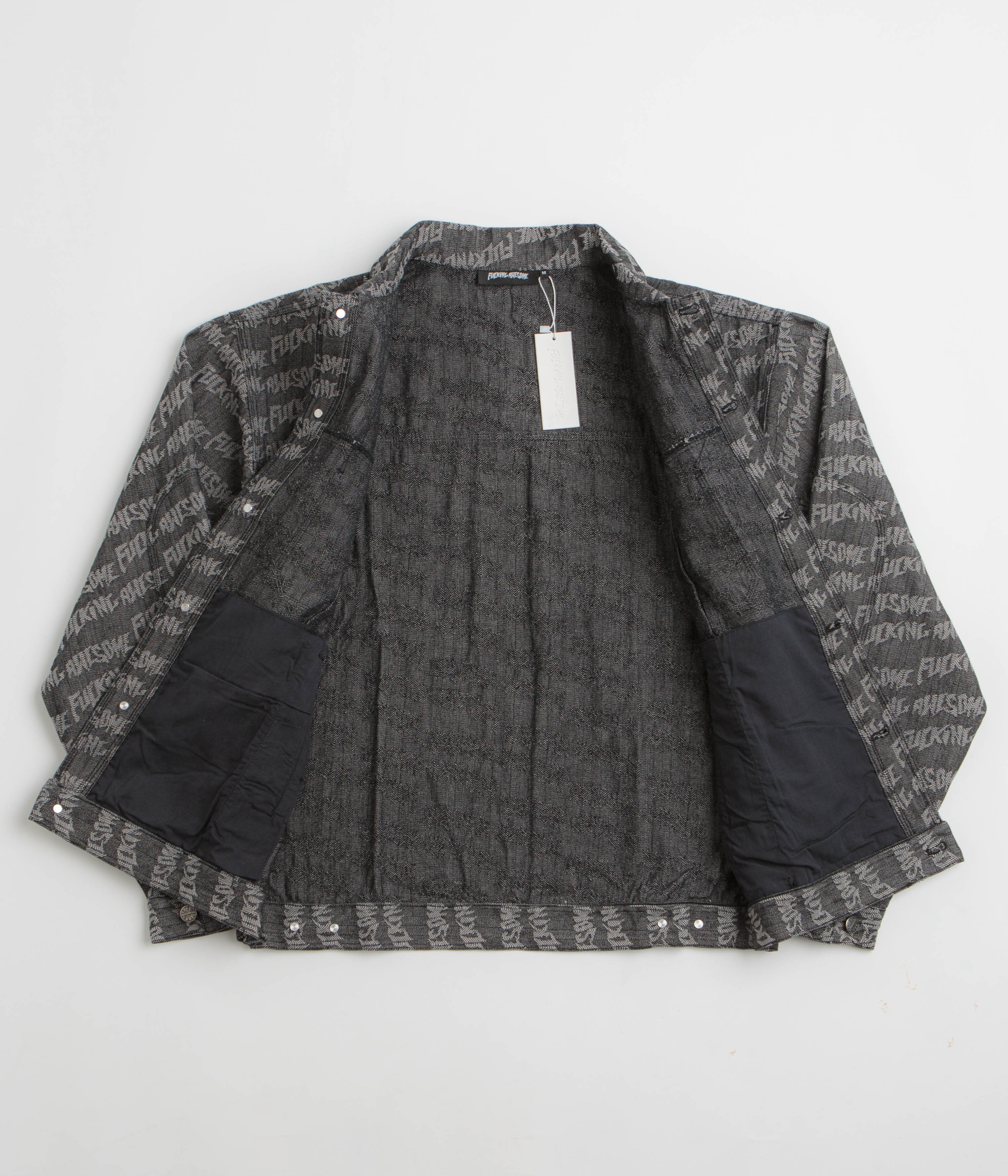 Fucking Awesome Herringbone Work Jacket - Black / Light Grey - Image 2