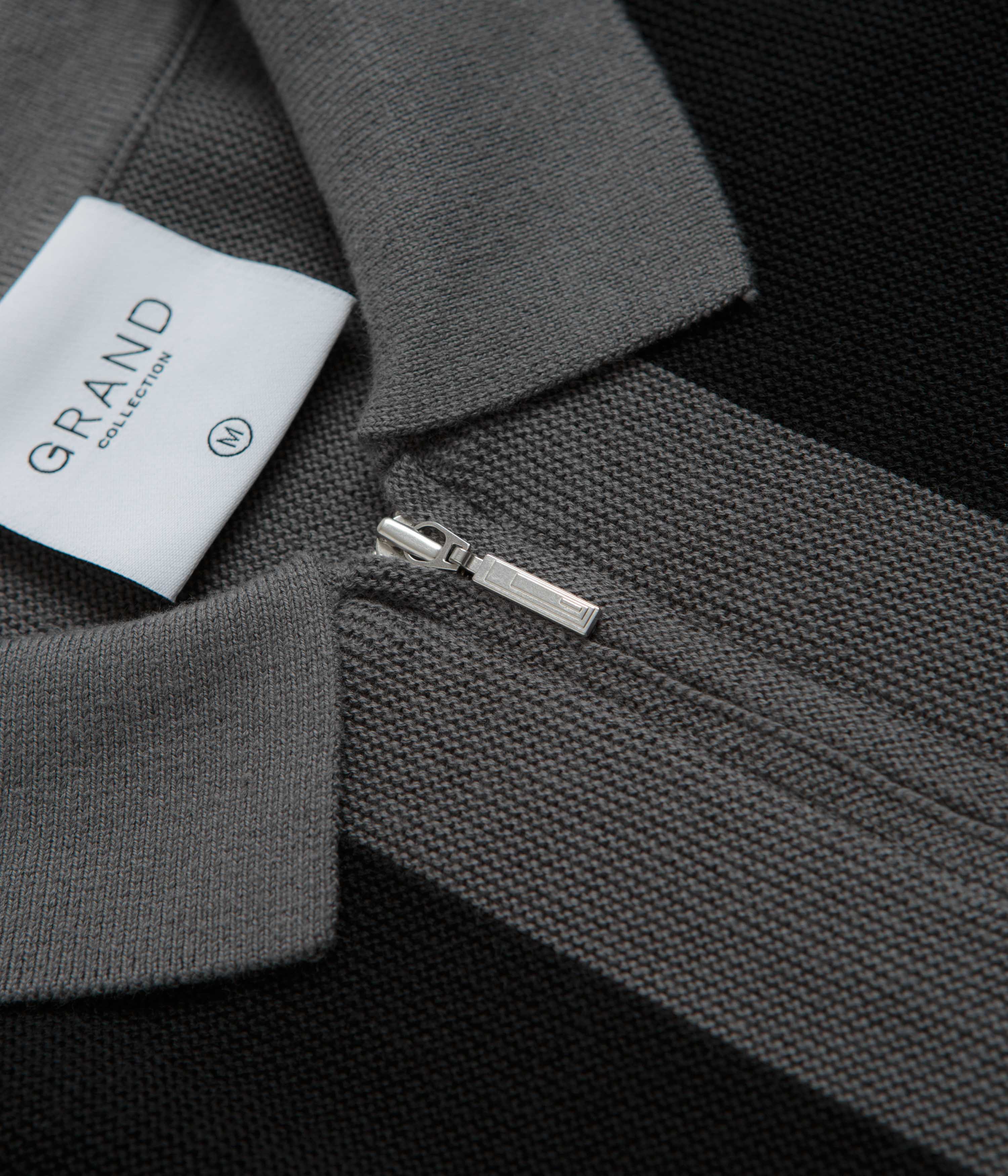 Grand Collection Knit 1/4 Zip Sweatshirt - Grey / Black - Image 4