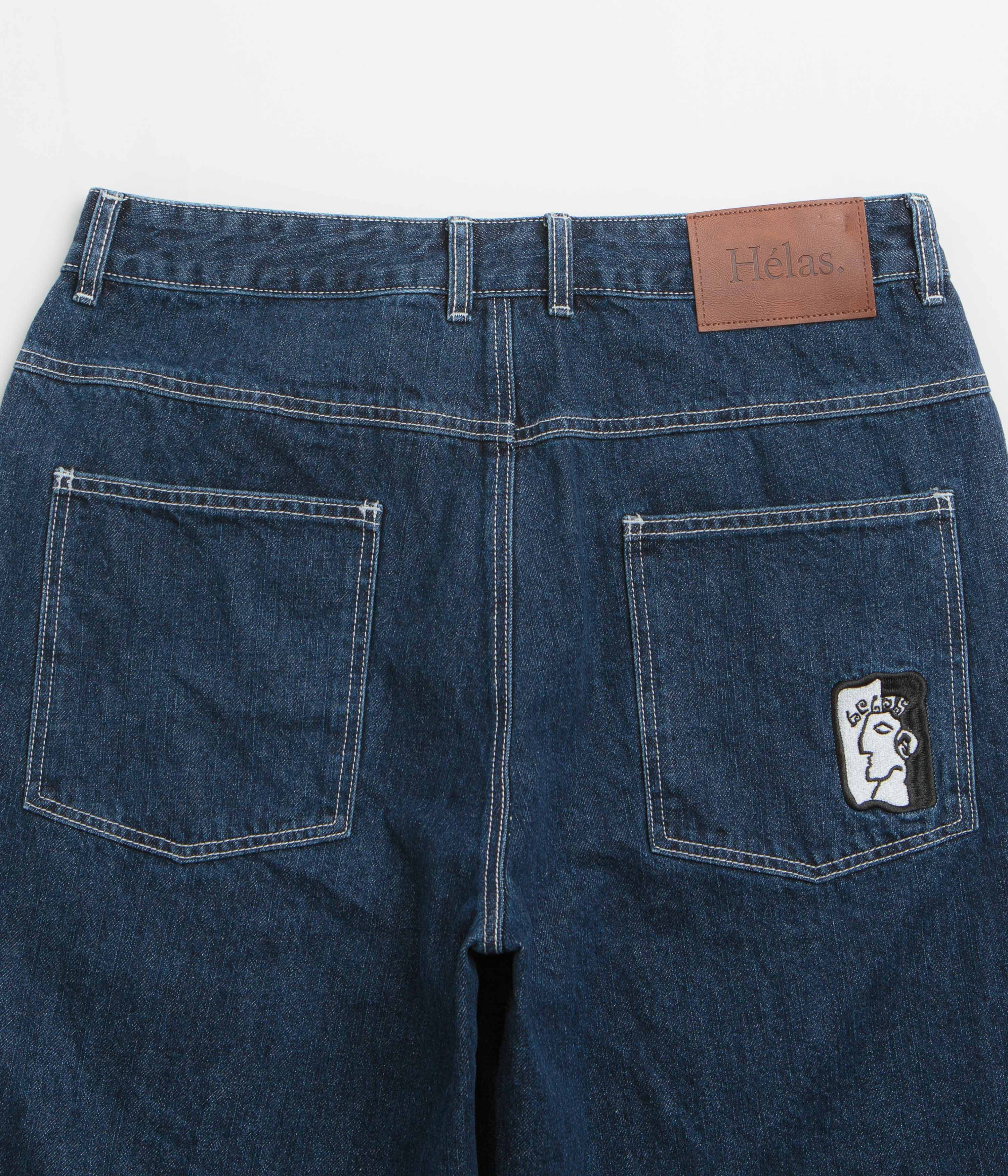 Helas Dieu Grec Jean Shorts - Washed Navy / White - Image 6
