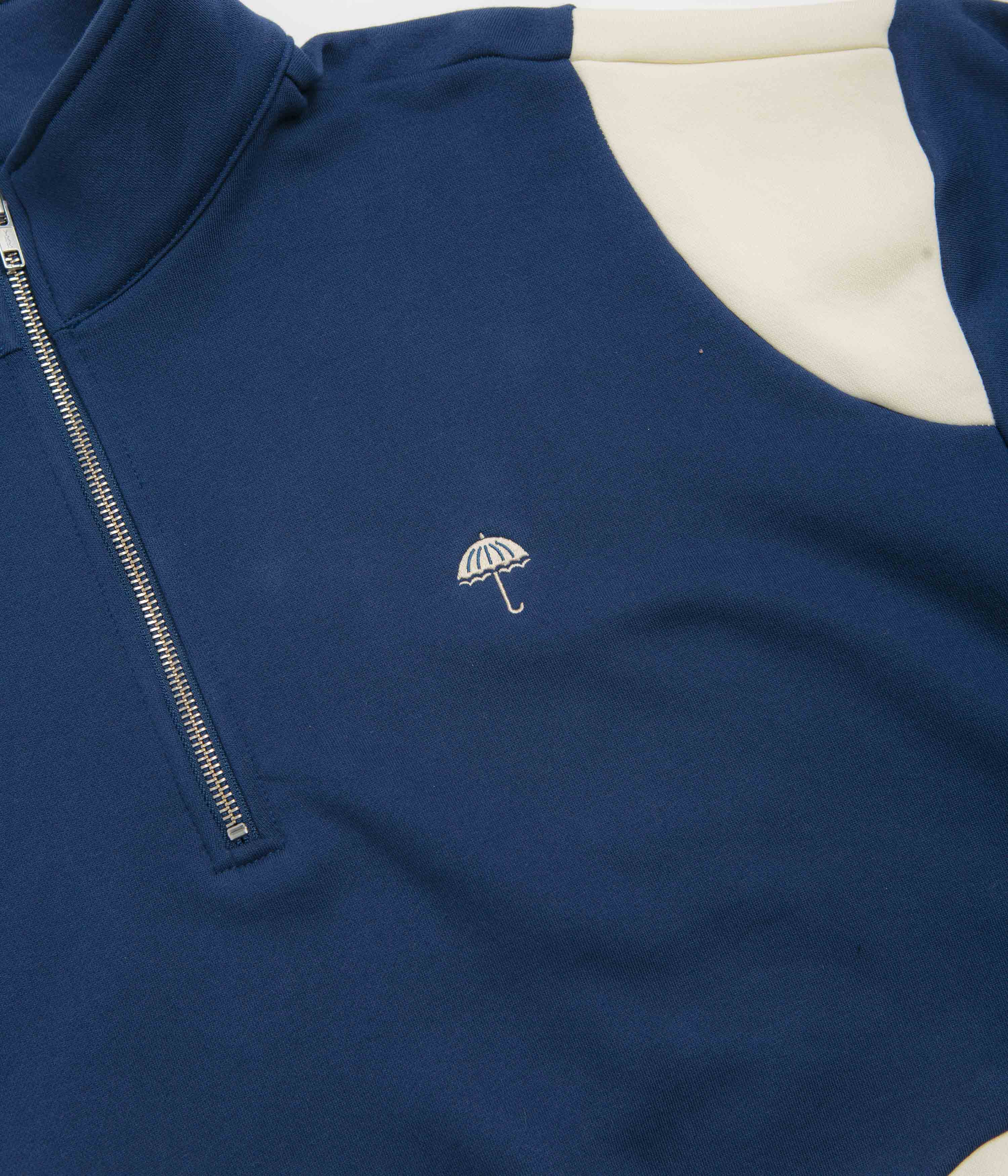 Helas Forma Quarter Zip Sweatshirt - Navy / Beige - Image 2