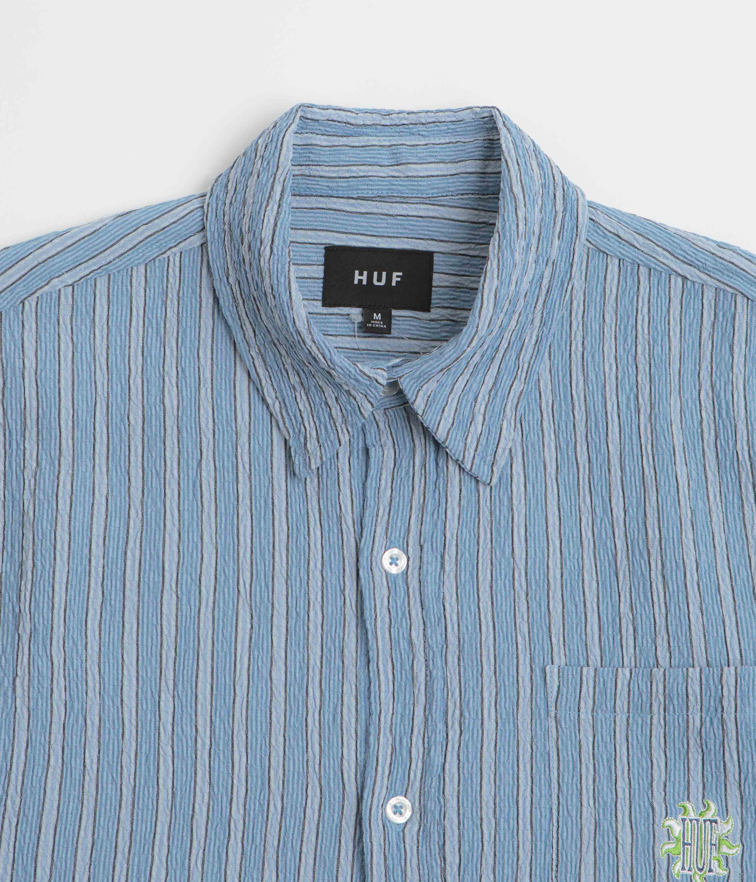 HUF Apollo Striped Short Sleeve Shirt - Pool Blue - Image 2