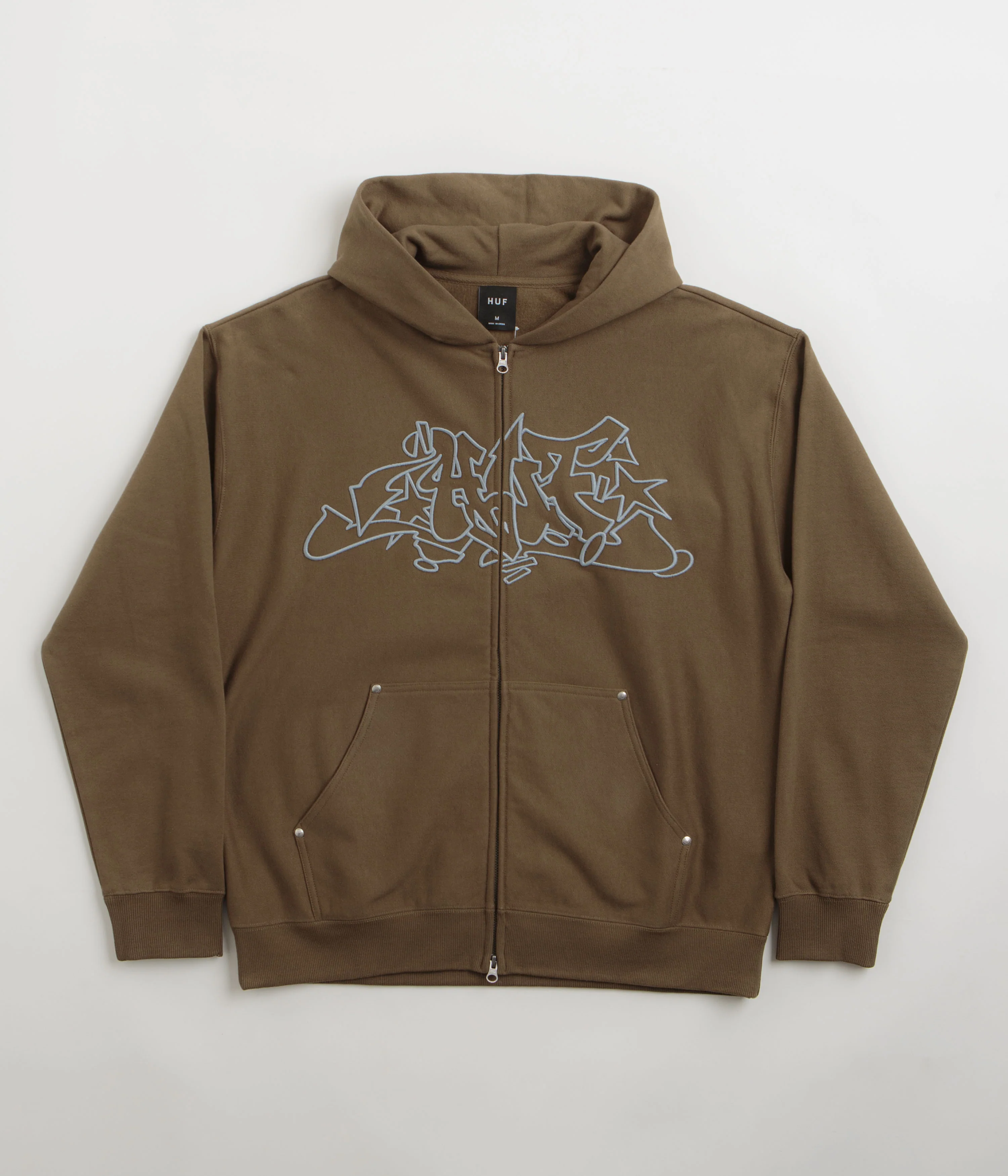 HUF Outlines Heavyweight Full Zip Fleece - Brown