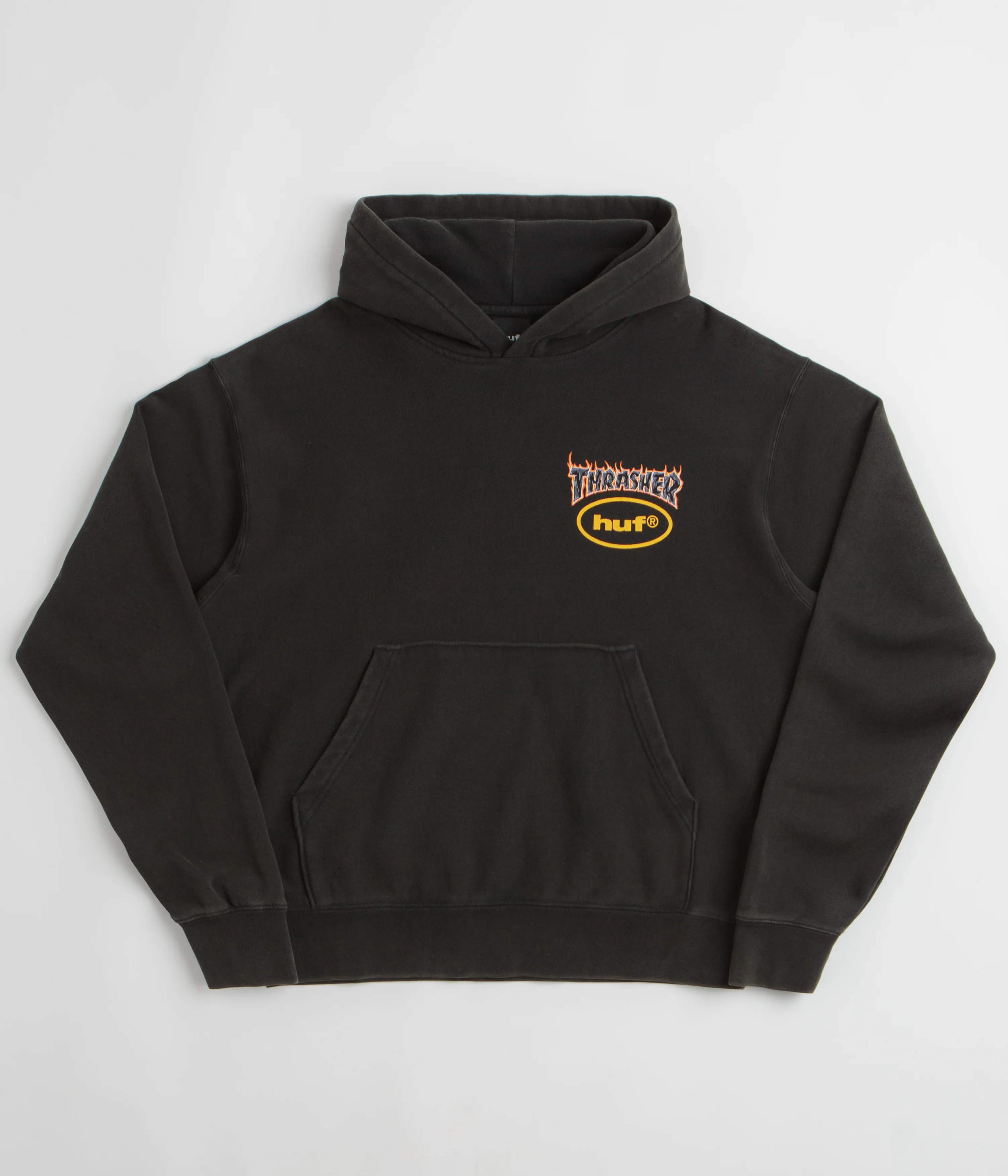 HUF x Thrasher Meltdown Hoodie - Washed Black - Image 2