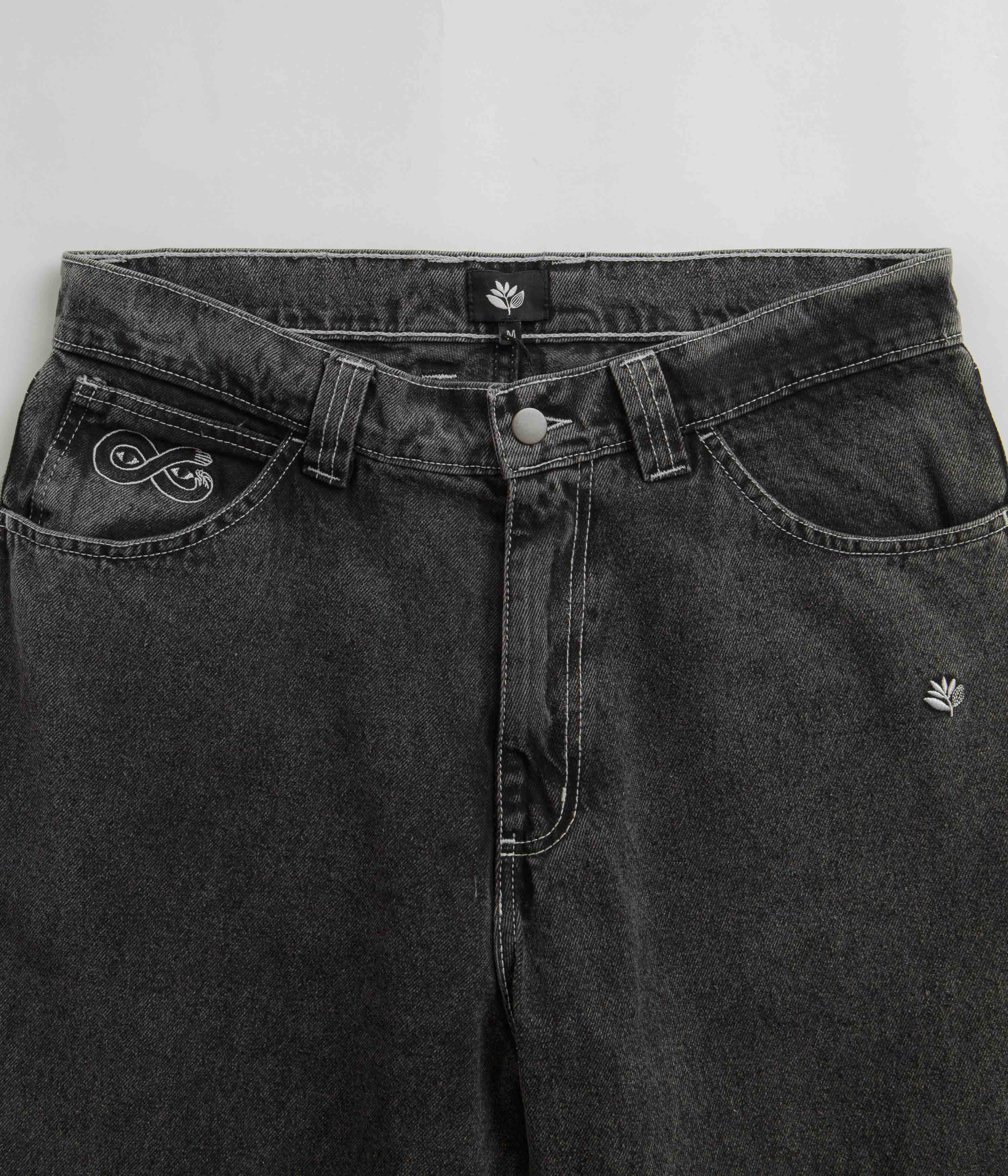 Magenta OG Stitch Jeans - Distressed Black Denim - Image 4