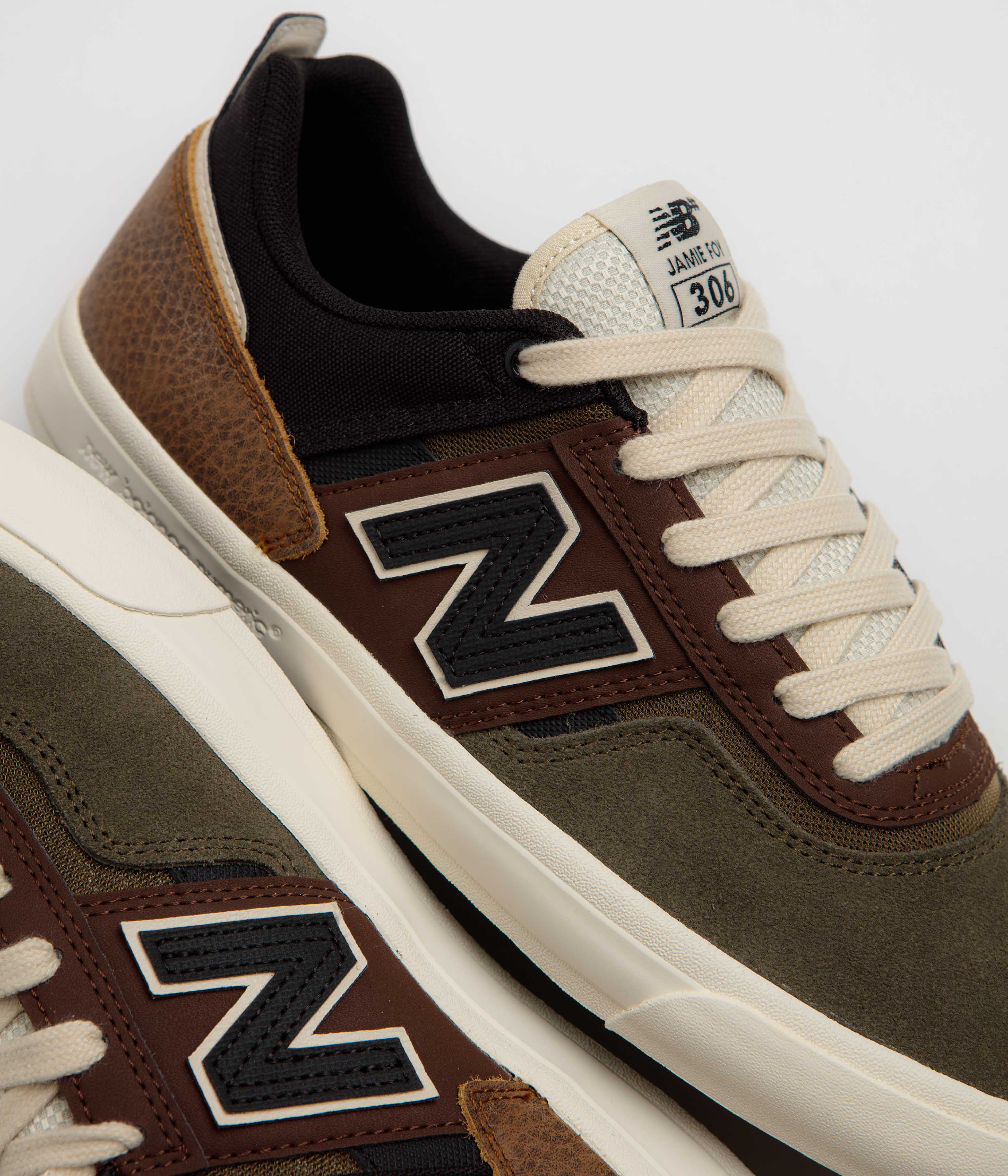 New Balance Numeric 306 Jamie Foy Shoes - Brown / Olive - Image 3
