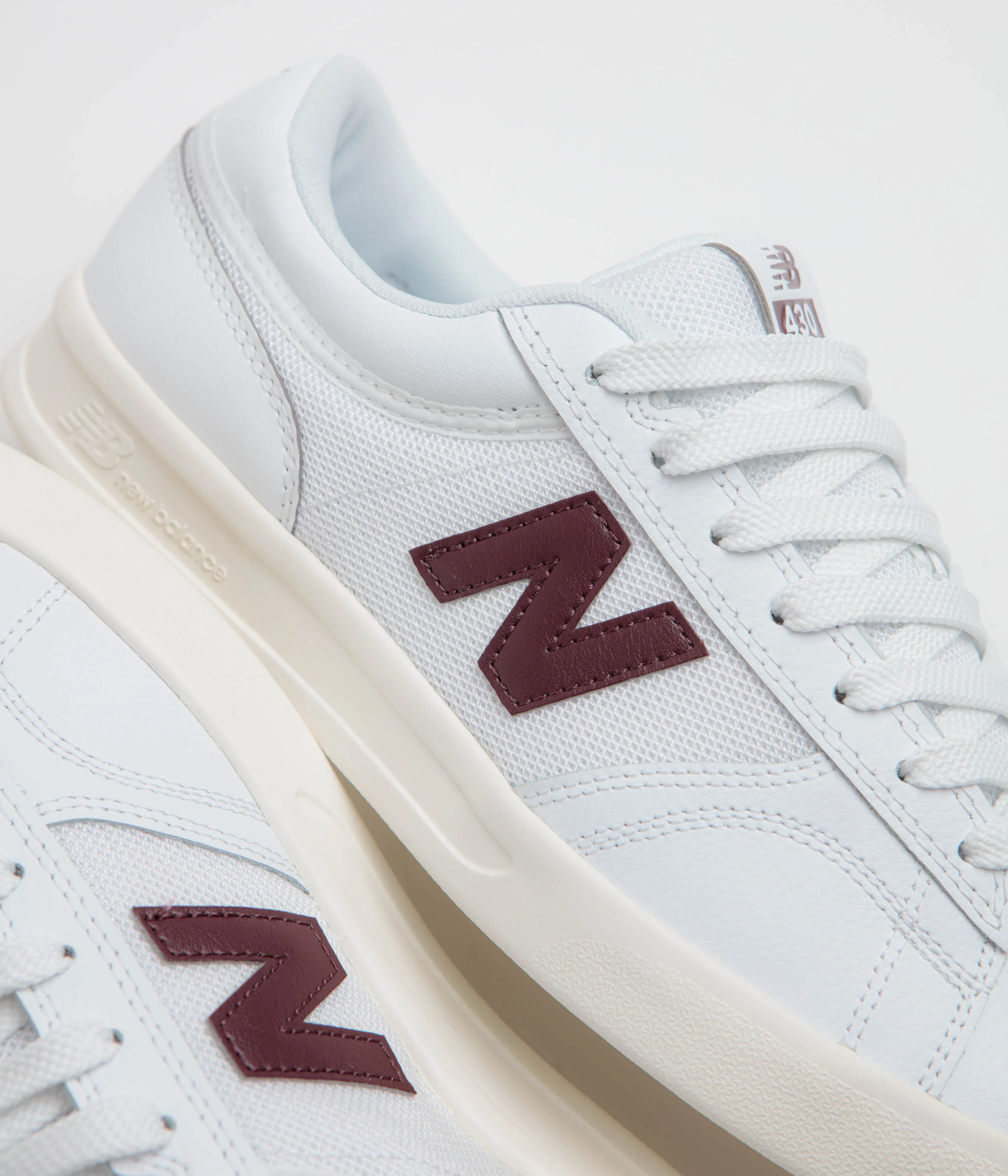 New Balance Numeric 430 Shoes - Sea Salt / Burgundy - Image 3
