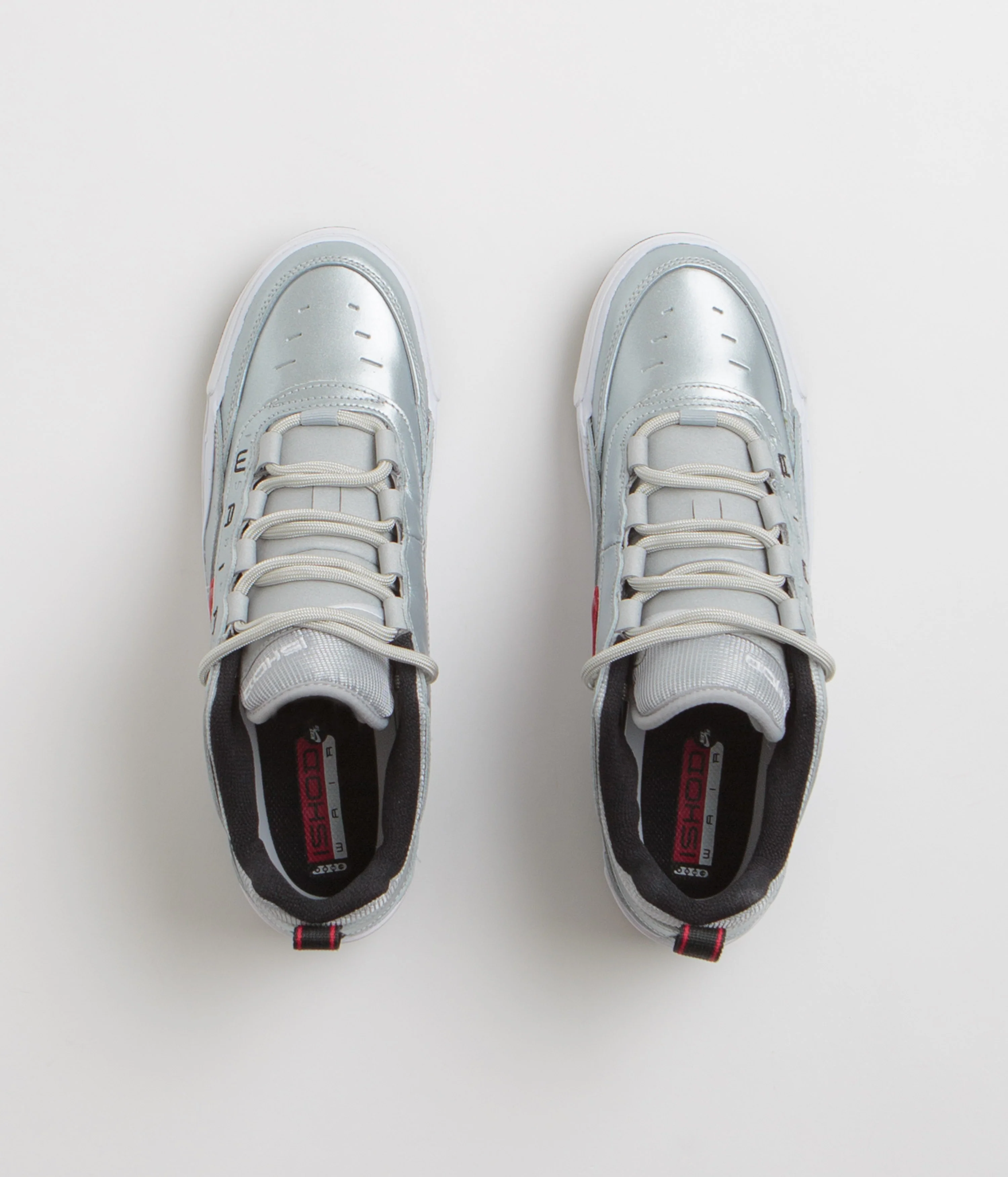 Nike SB Air Max Ishod Premium 'Silver Bullet' Shoes - Metallic Silver / Varsity Red - Image 8