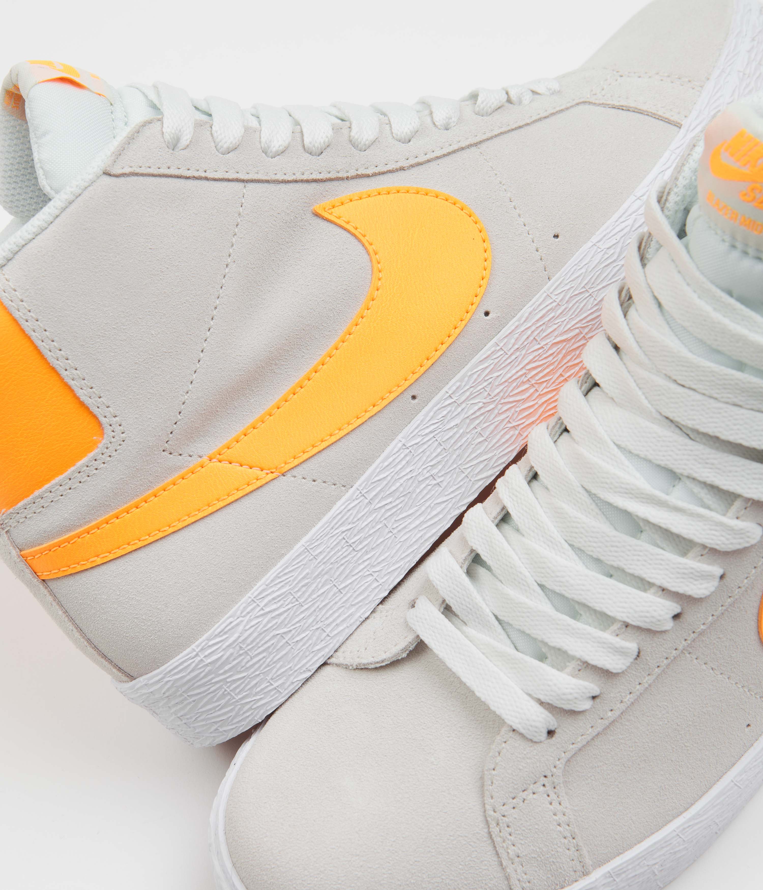 Nike SB Blazer Mid Shoes - Summit White / Laser Orange - Summit White - Image 3