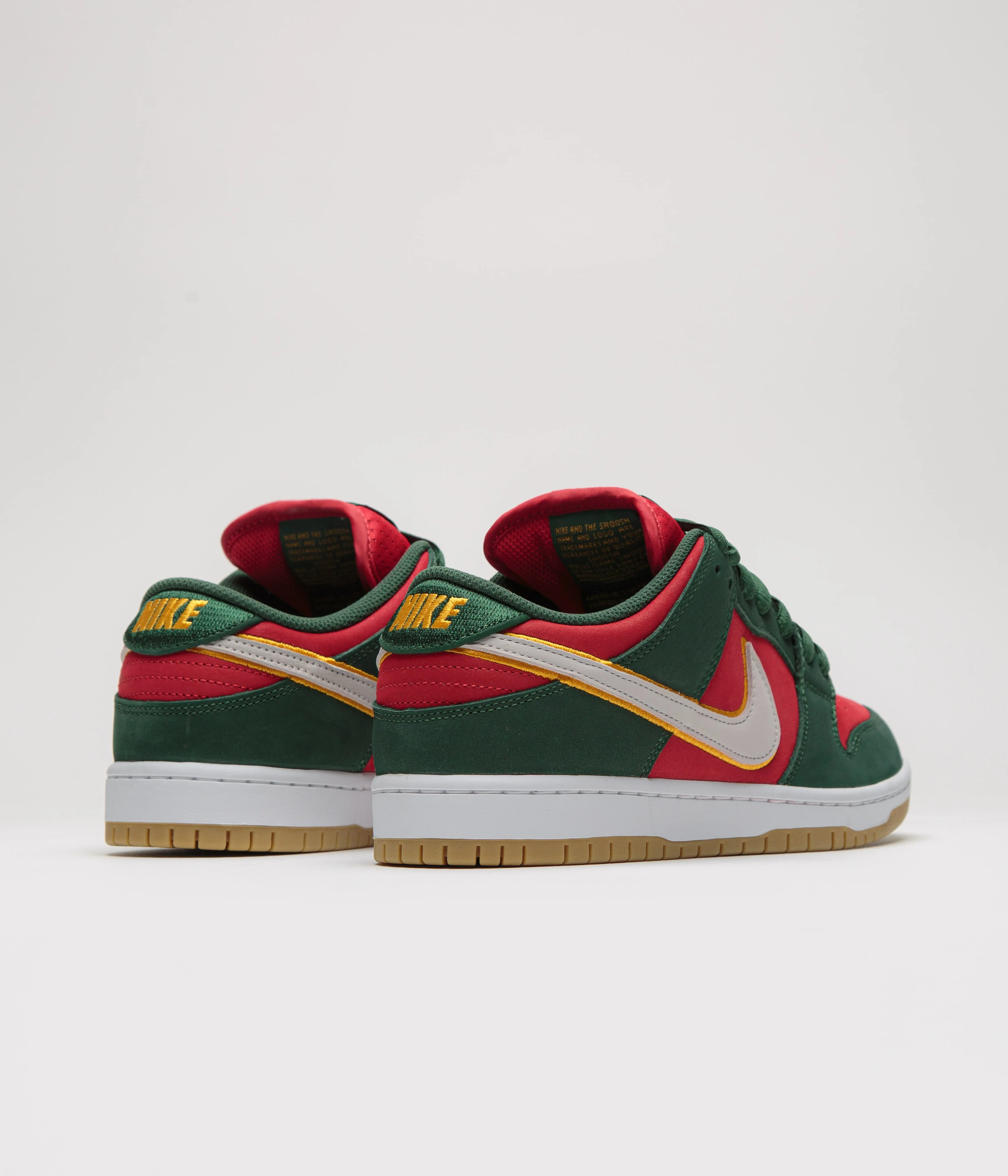 Nike SB Dunk Low Pro Premium Shoes - Fir / White - University Gold - Fire Red - Image 3