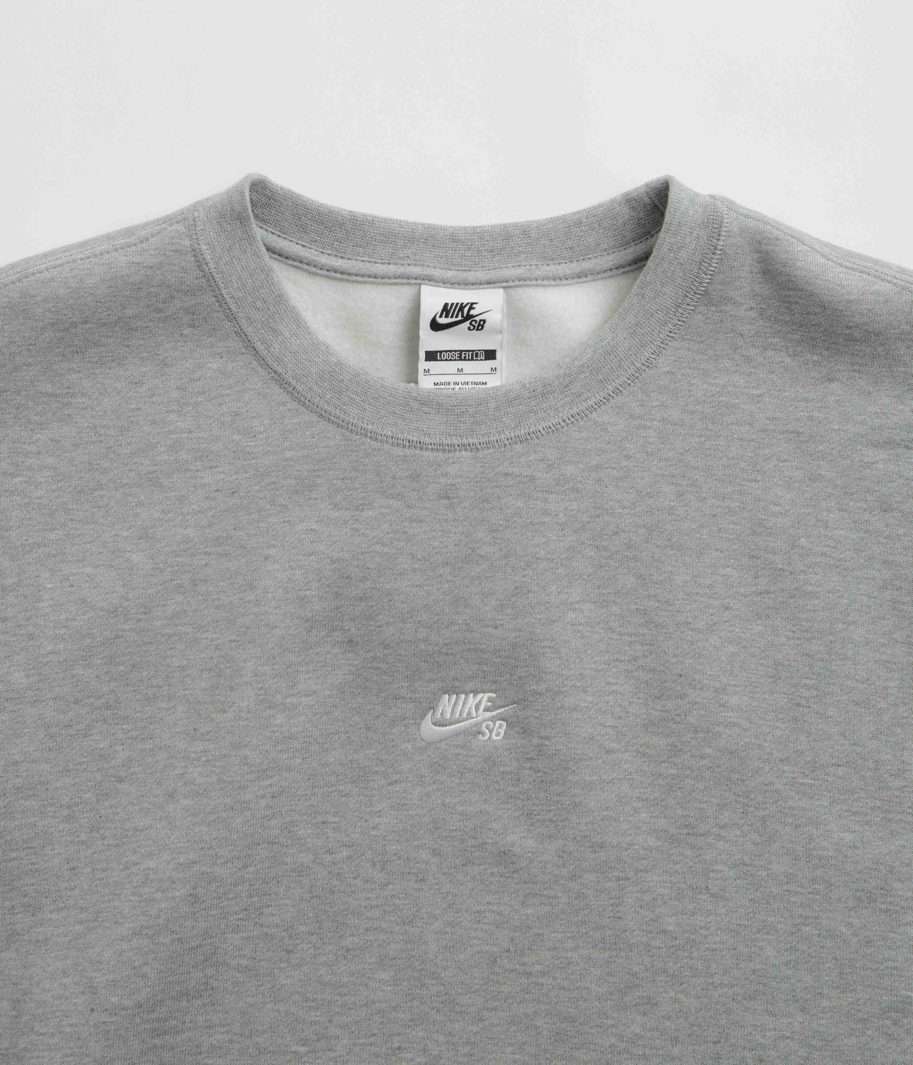 Nike SB Essential Logo Crewneck Sweatshirt - Dark Grey Heather / White - Image 4