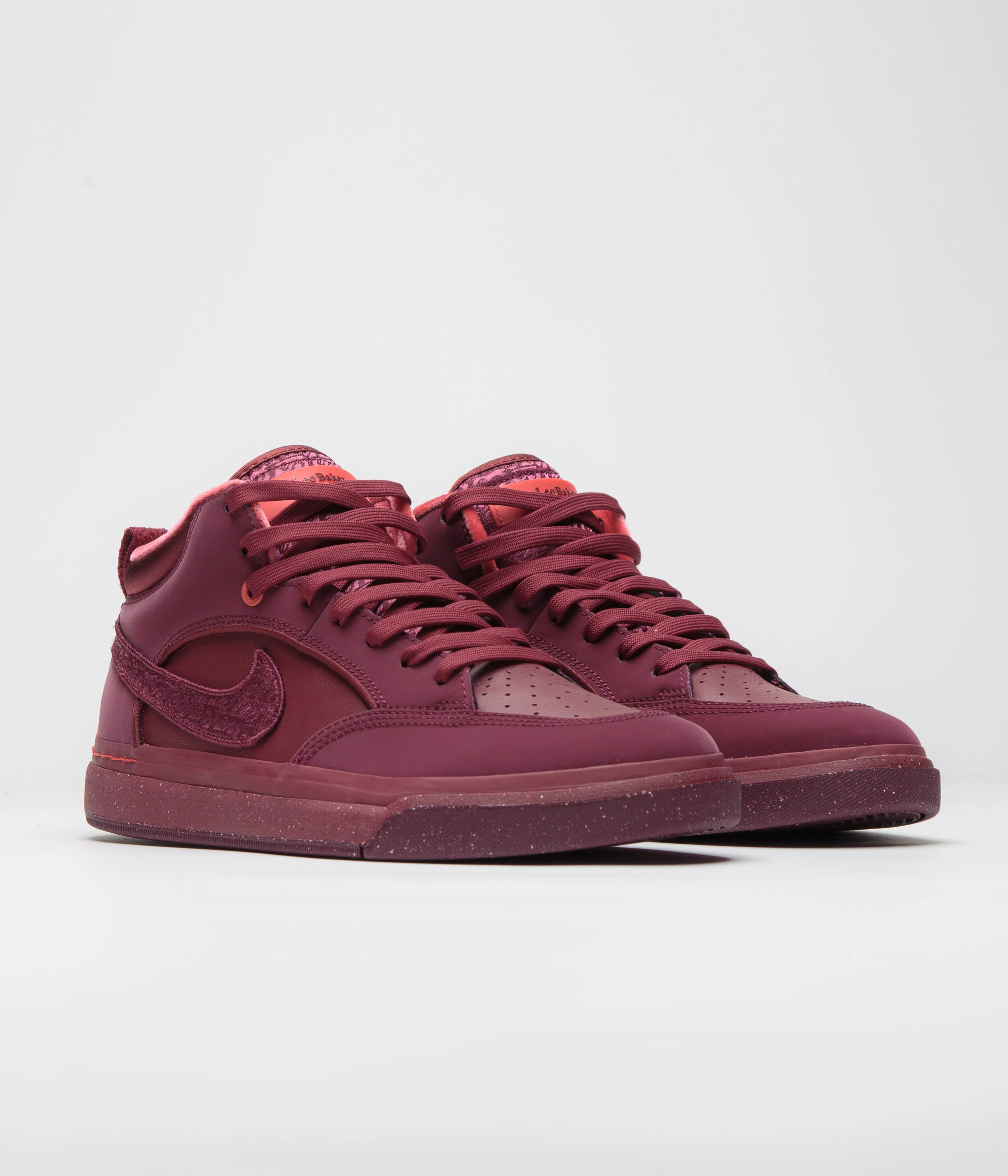 Nike SB React Leo Premium Shoes - Dark Beetroot / Dark Beetroot - Team Red - Image 2
