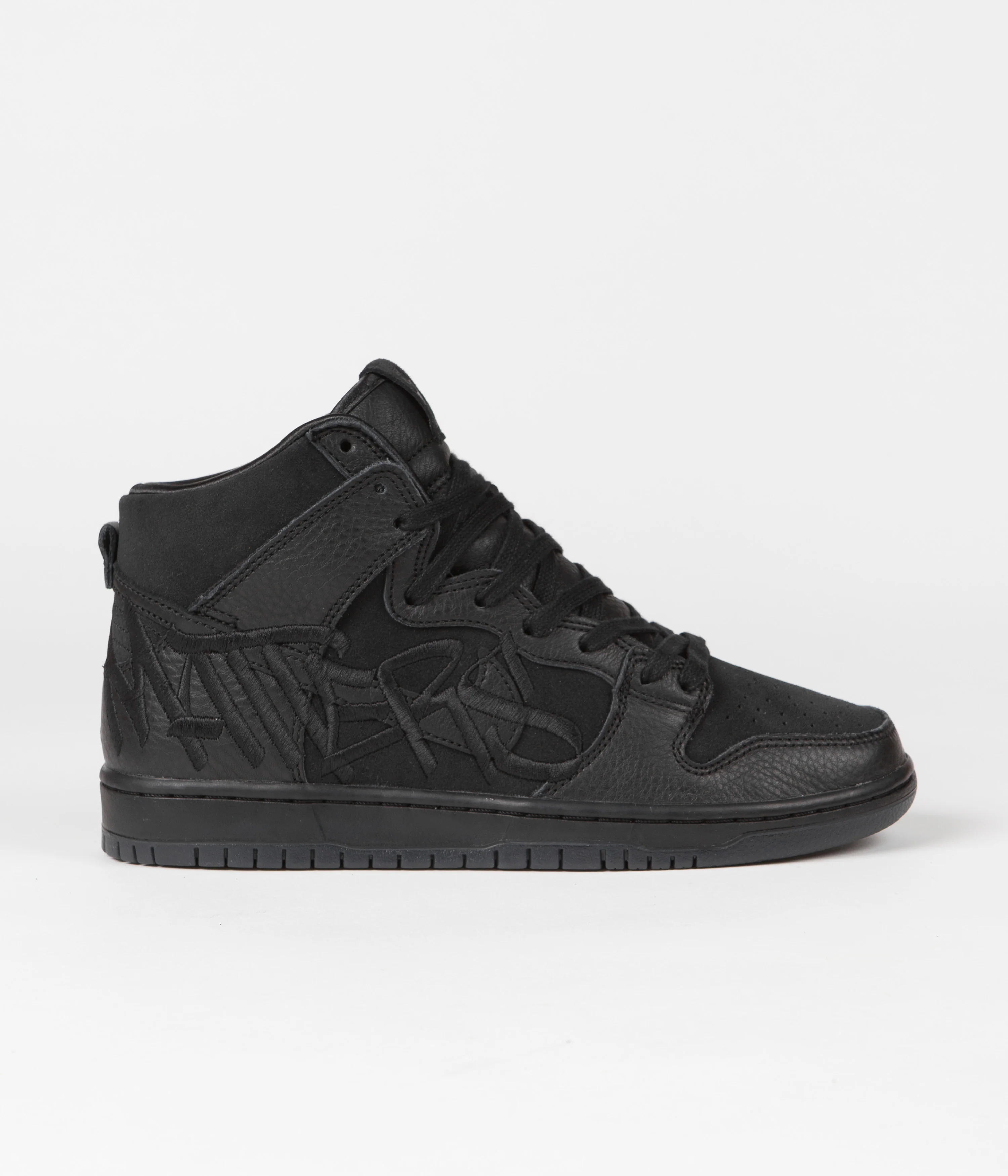 Nike SB x FAUST Dunk High Pro Shoes - Black / Black - Metallic Gold