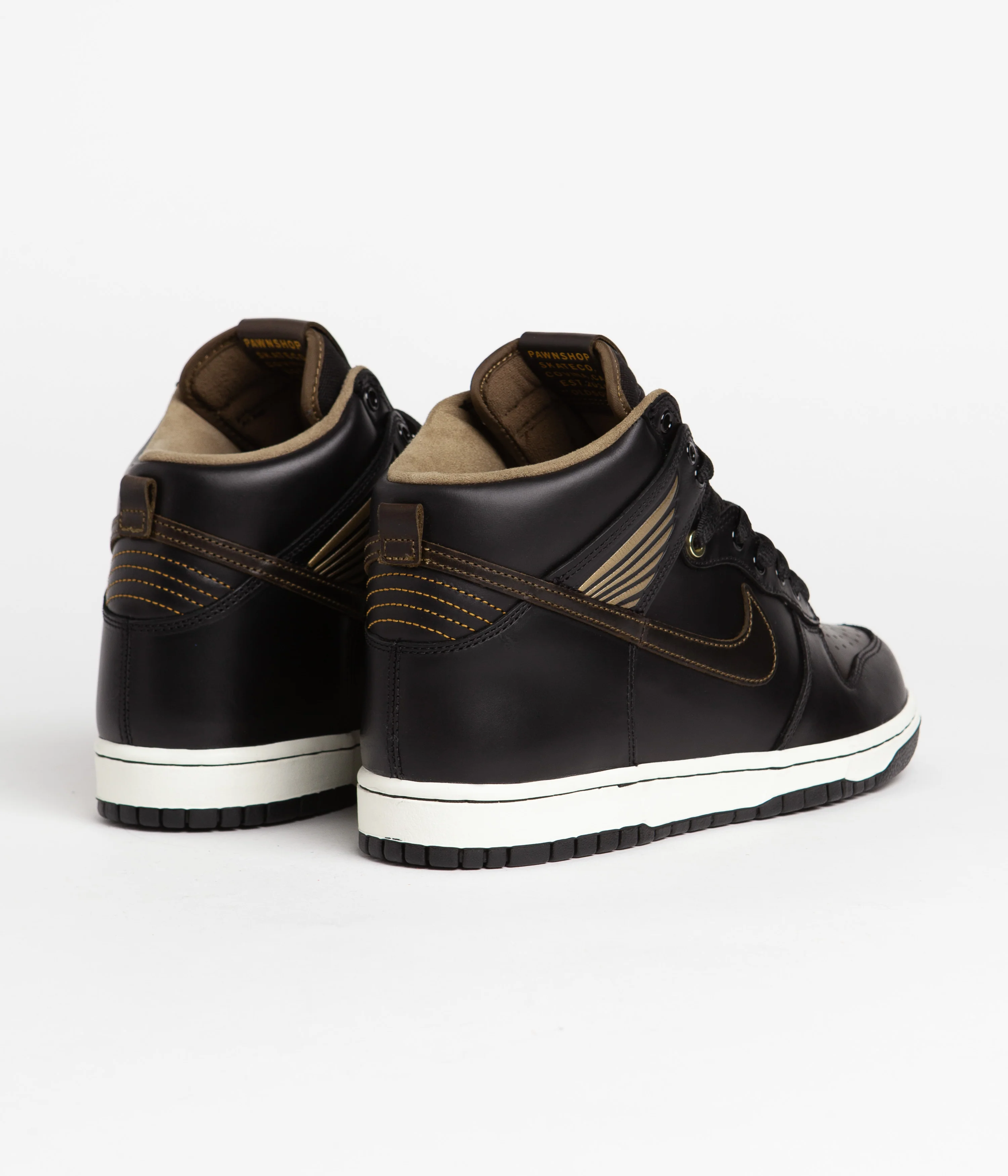 Nike SB x Pawnshop Dunk High OG Shoes - Black / Black - Metallic Gold - Image 4