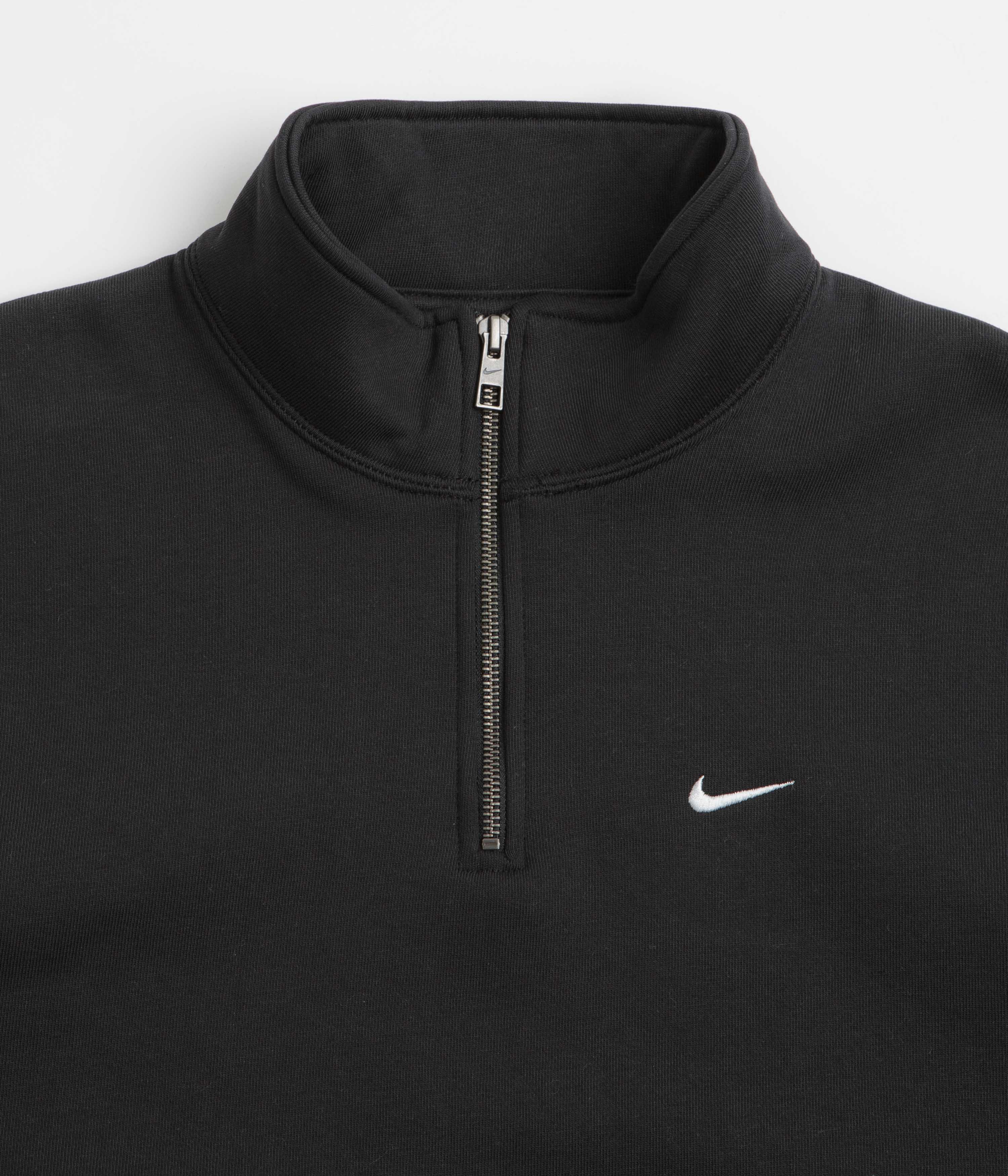 Nike Solo Swoosh 1/4 Zip Sweatshirt - Black / White - Image 2