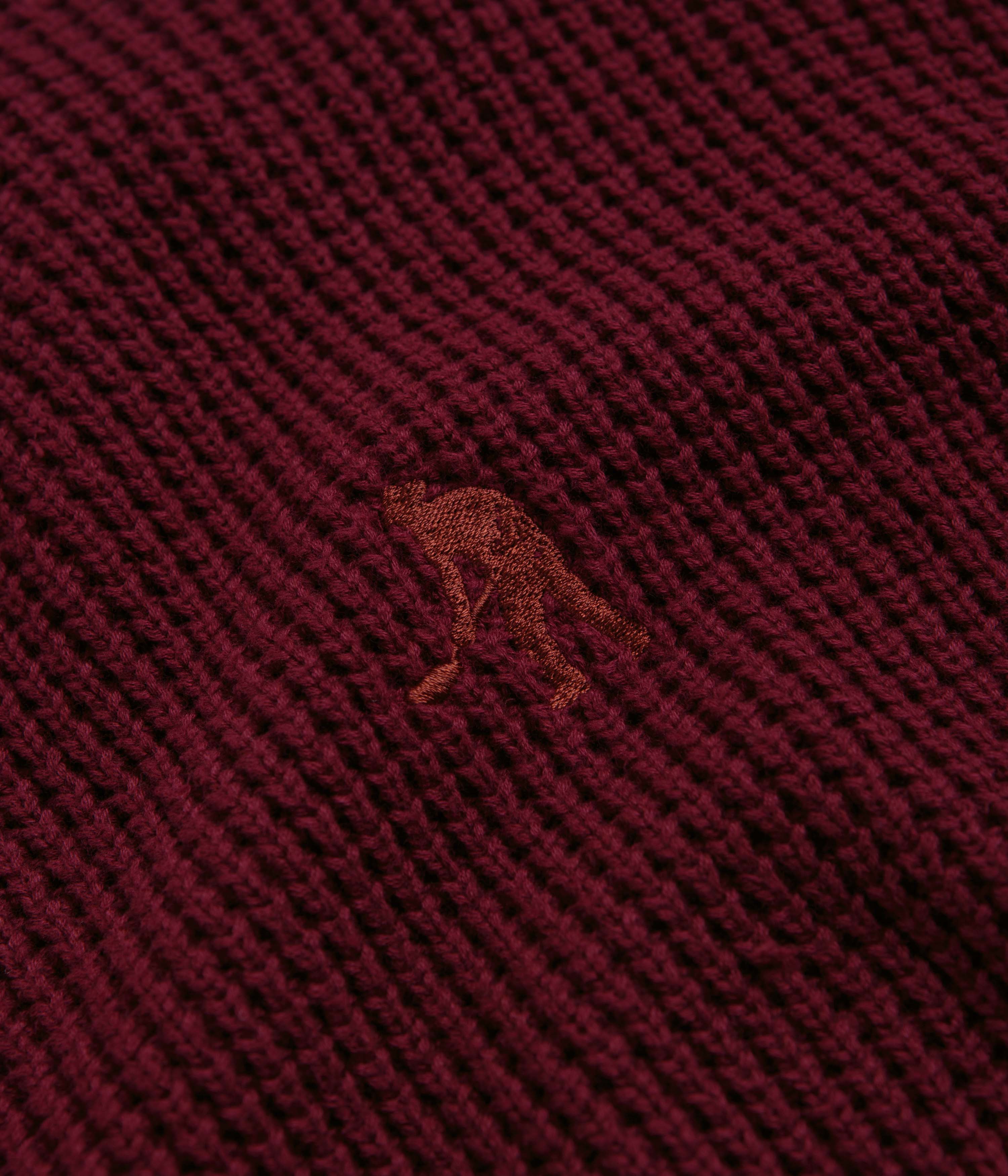Pass Port Organic Cotton Waffle Knit Sweatshirt - Maroon - Image 3