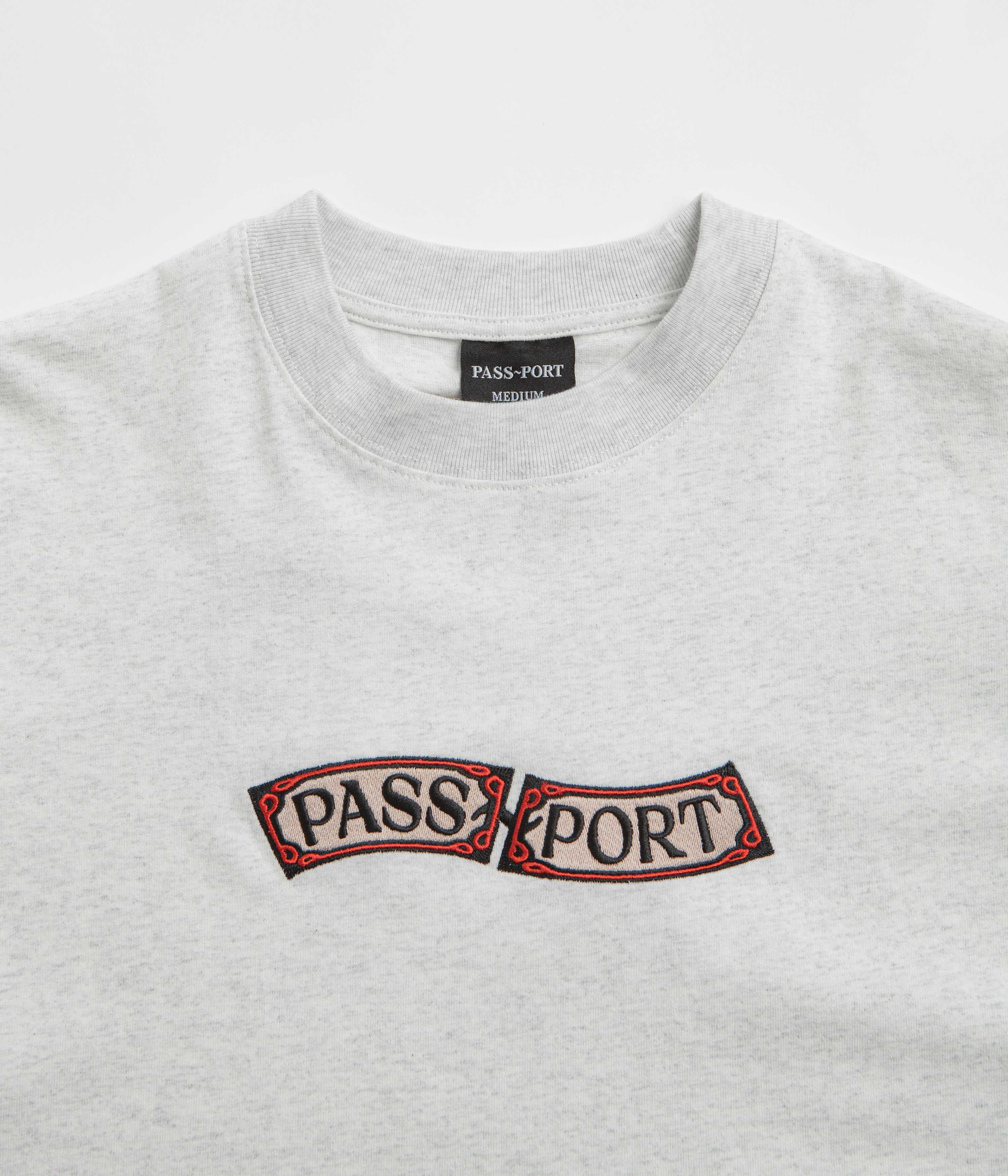 Pass Port Red Flag T-Shirt - Ash - Image 4