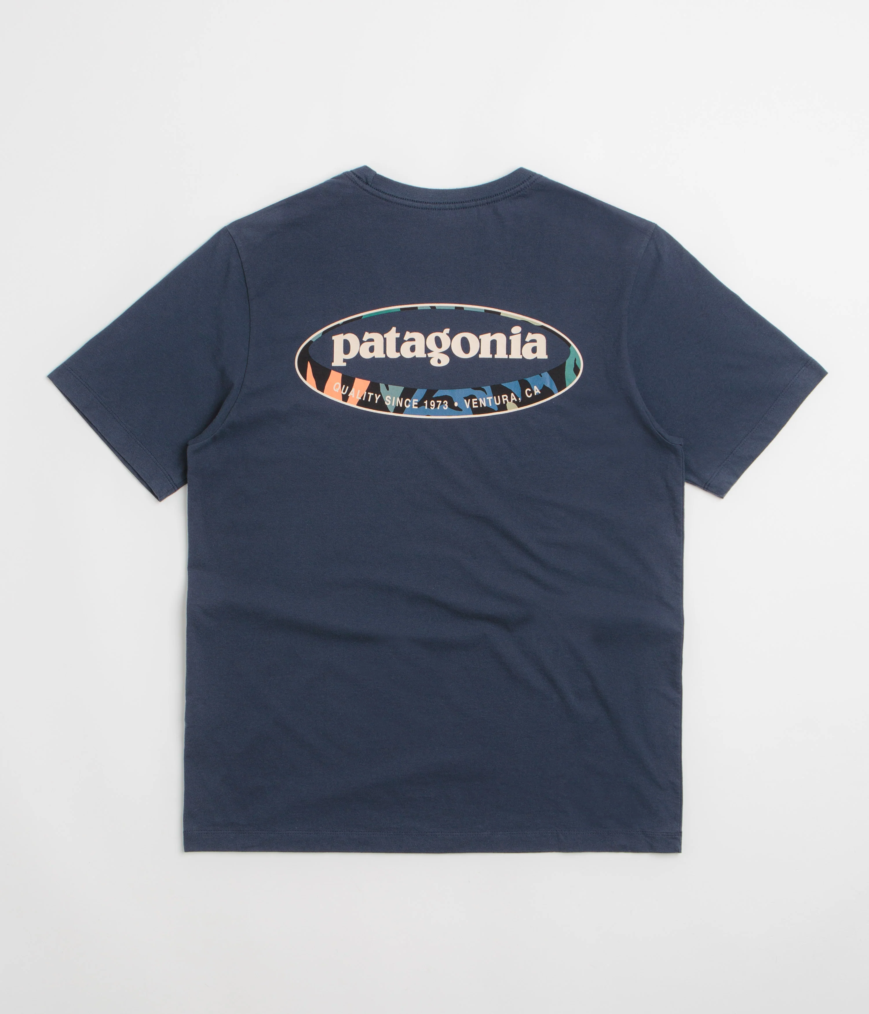 Patagonia 95 Oval Logo T-Shirt - New Navy: Kaleido