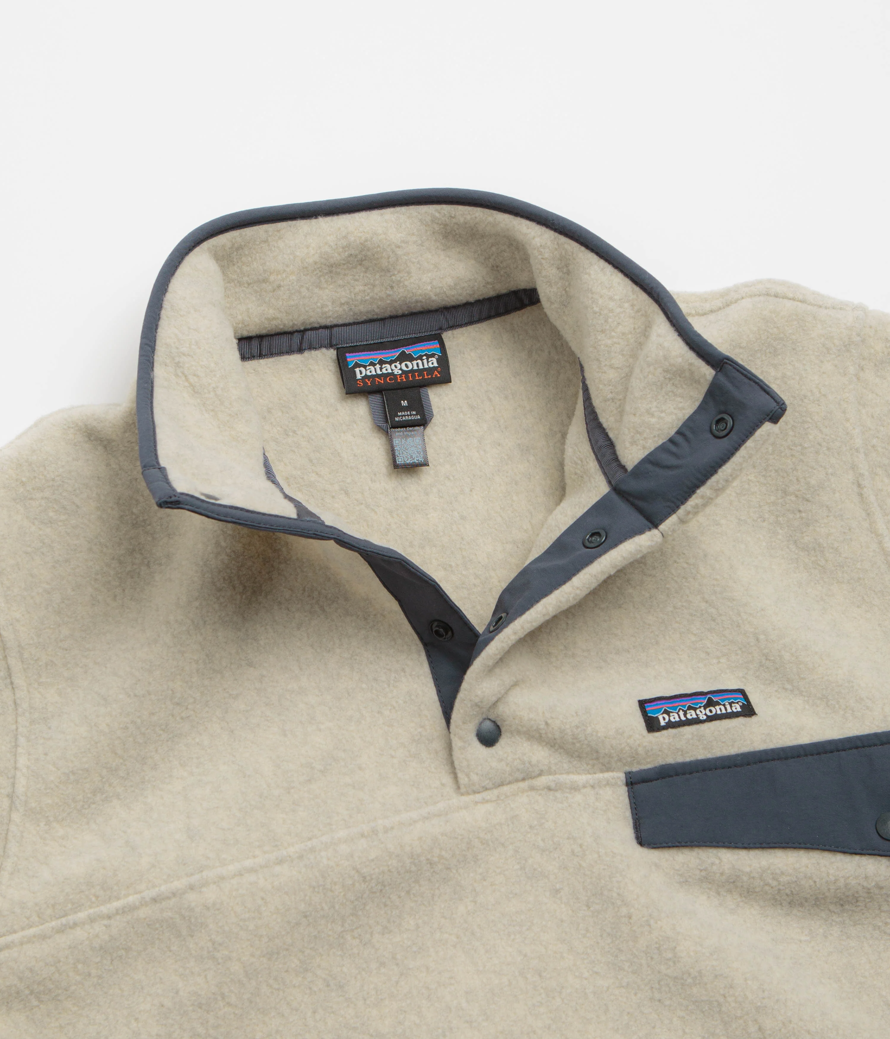 Patagonia Lightweight Synchilla Snap-T Fleece - Oatmeal Heather / Smolder Blue - Image 5