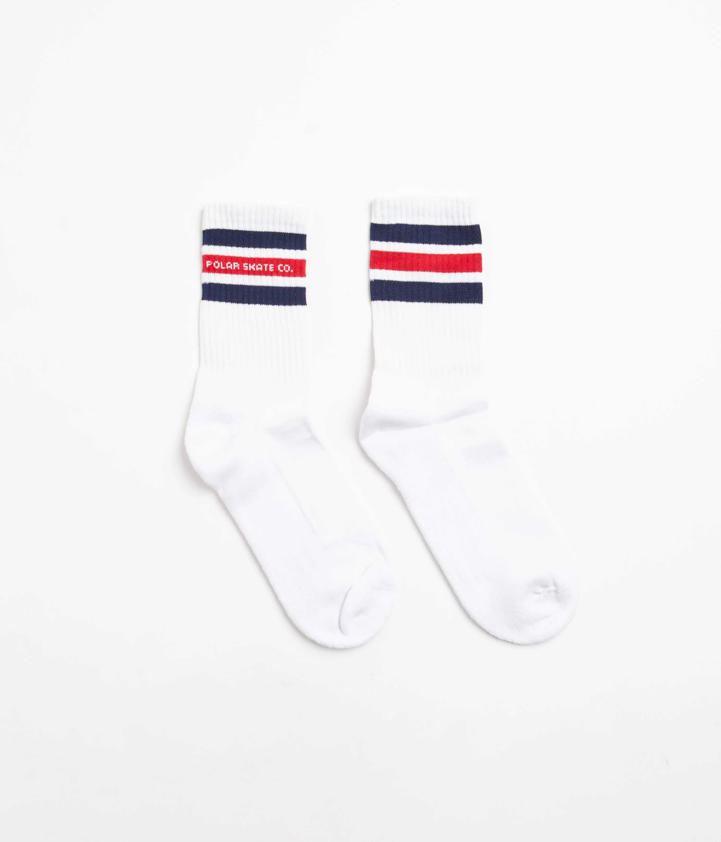 Polar Fat Stripe Socks - White / Navy / Red