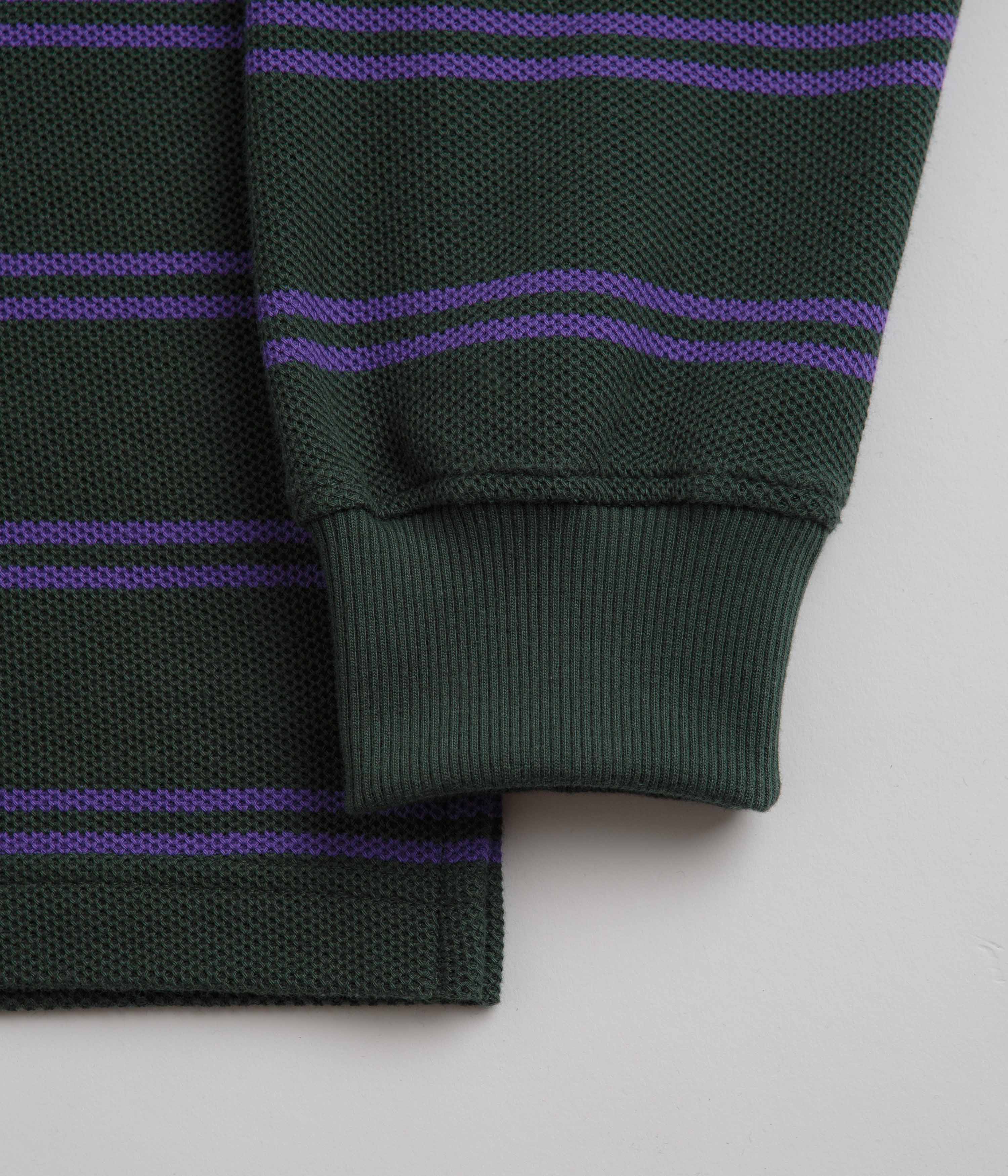 Polar Stripe Long Sleeve Polo Shirt - Dark Teal - Image 4