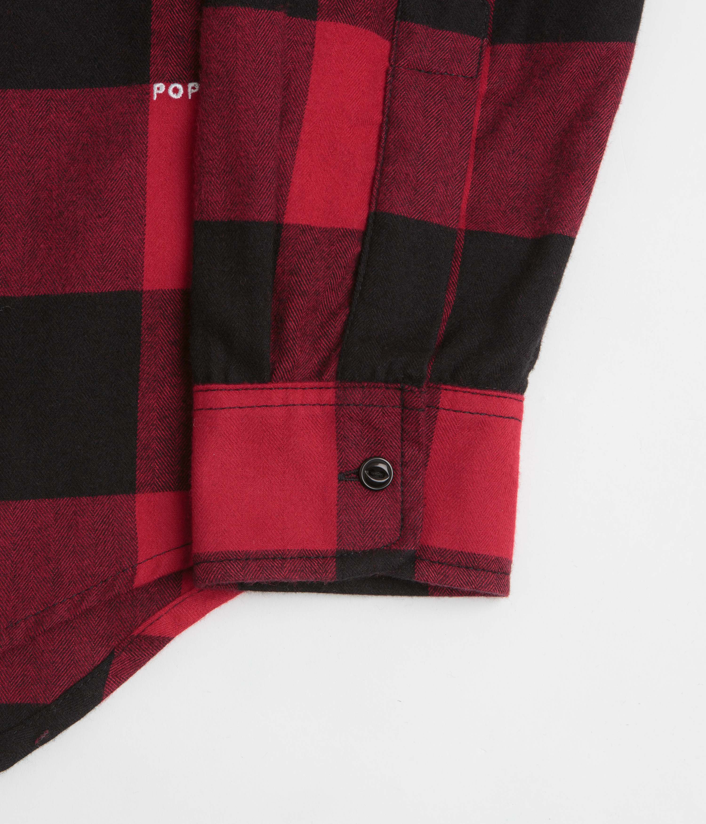 Pop Trading Company Checked BD Shirt - Black / Red - Image 6