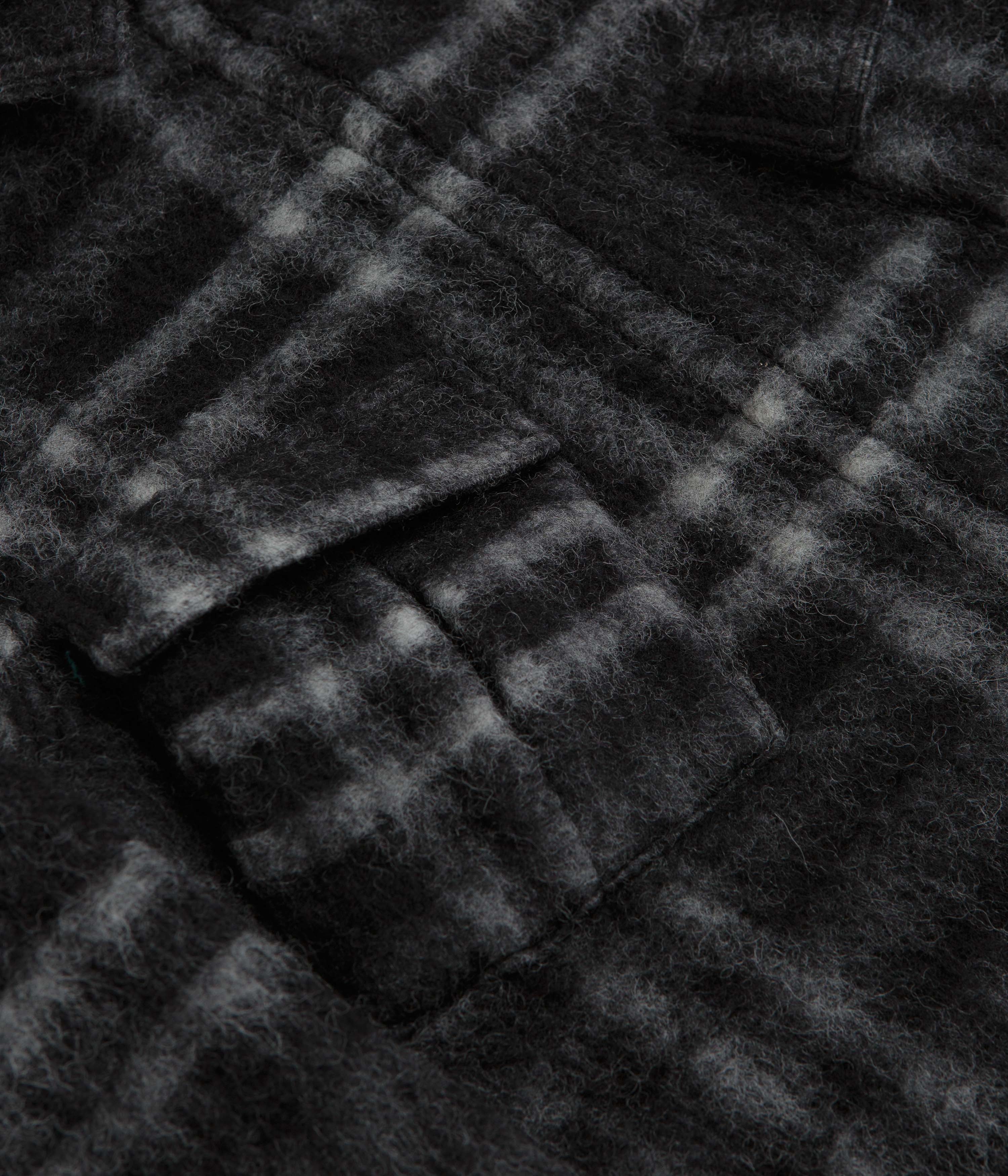 Pop Trading Company Checked Wool Shirt Jacket - Black / Charcoal - Image 5