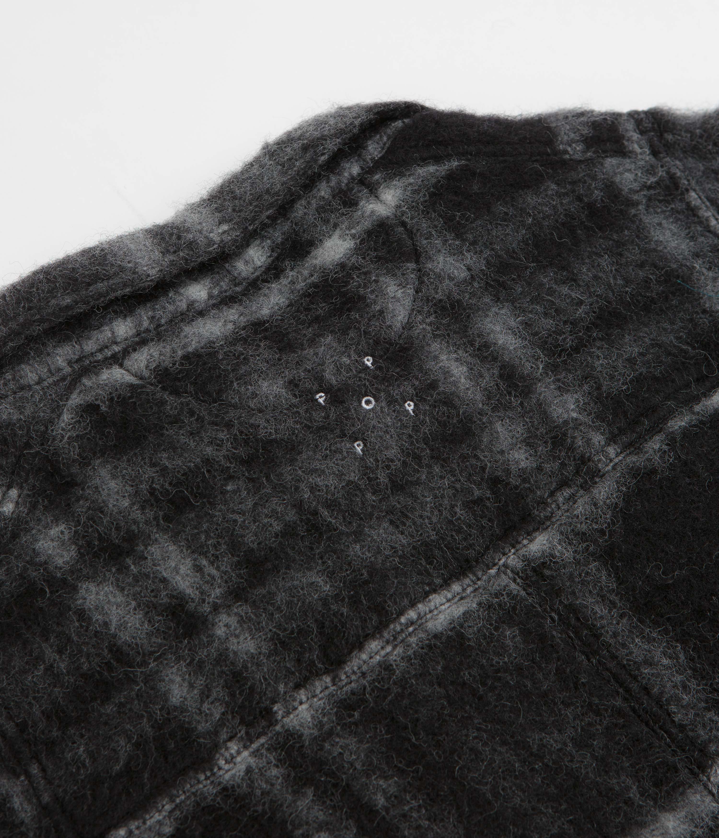 Pop Trading Company Checked Wool Shirt Jacket - Black / Charcoal - Image 6