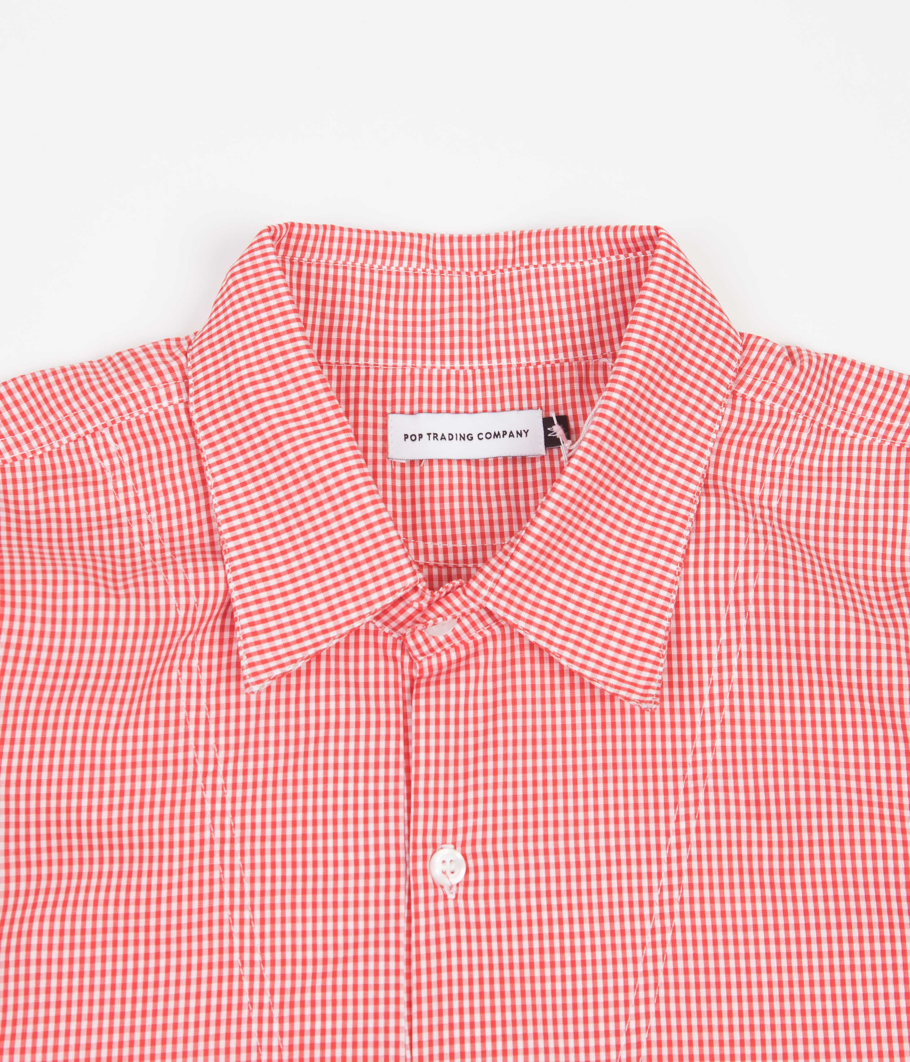 Pop Trading Company Italo Shirt - Orange Gingham - Image 3