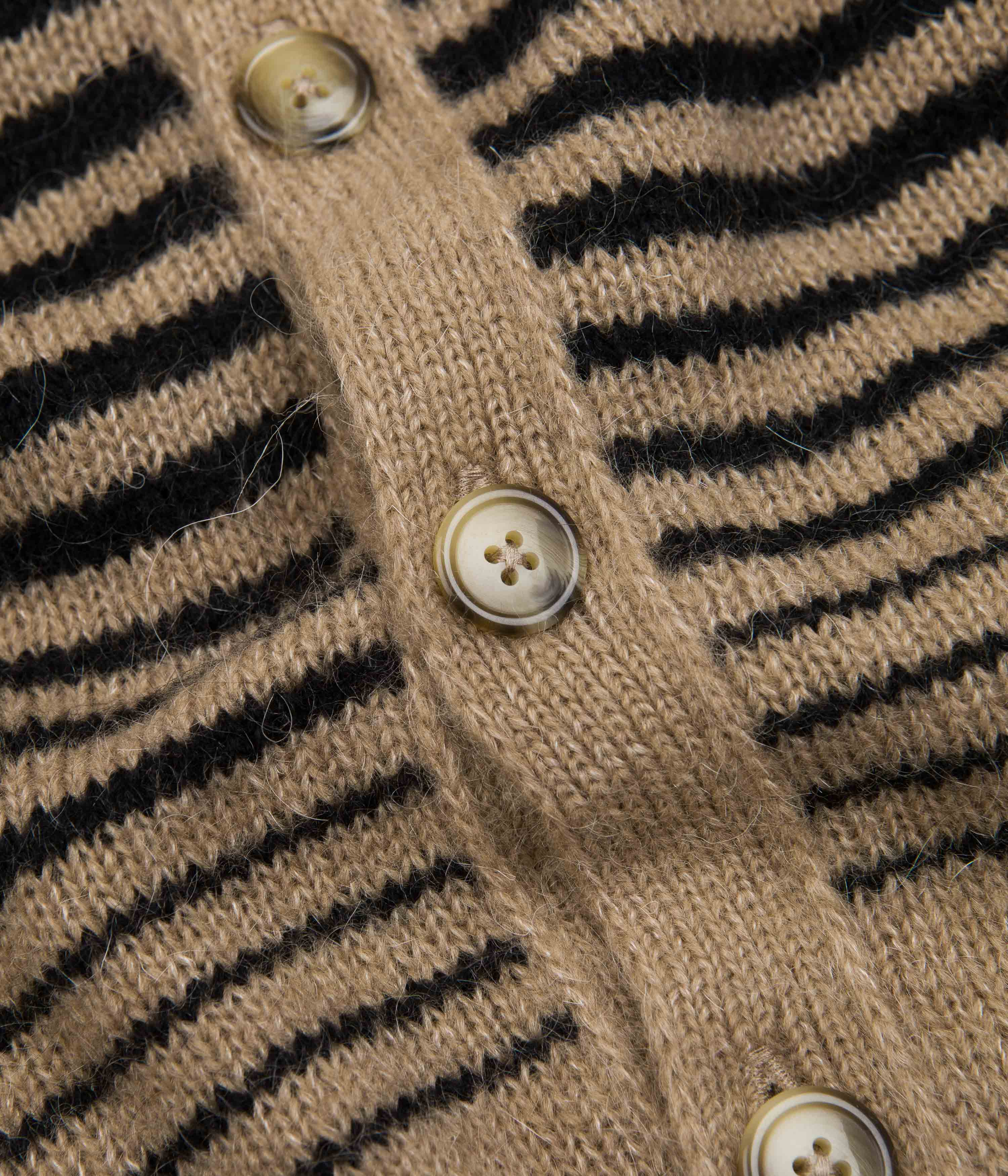 Pop Trading Company Knitted Cardigan - Sesame / Black - Image 4