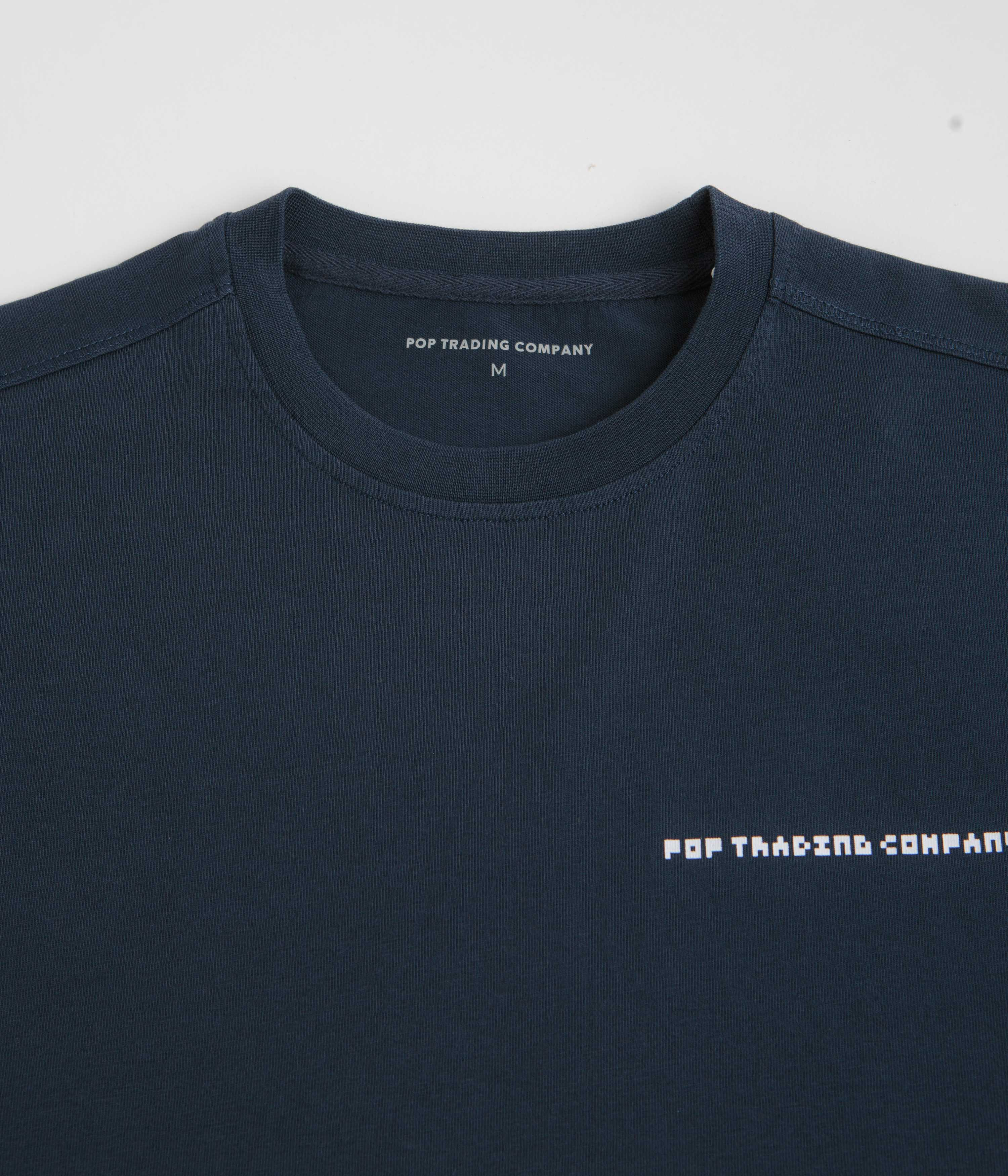 Pop Trading Company Pixel Logo T-Shirt - Navy - Image 4