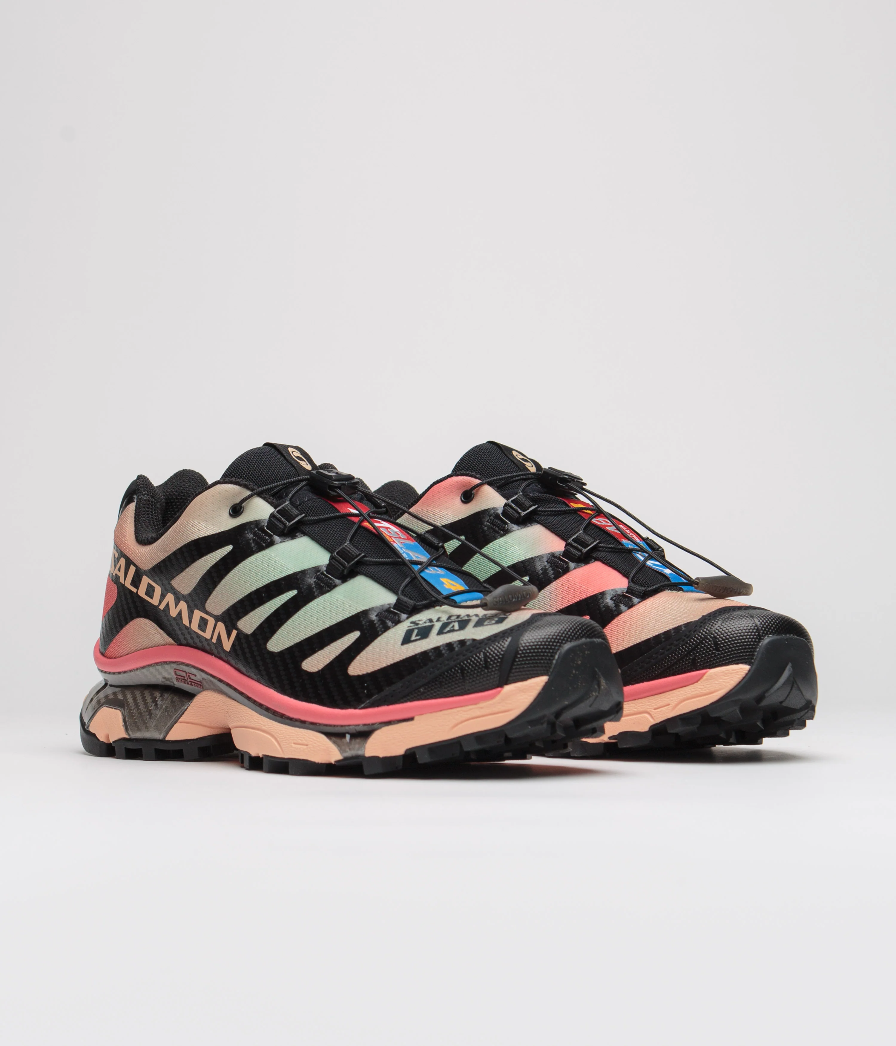 Salomon XT-4 OG Aurora Borealis Shoes - Black / Prairie Sunset / Sugar Coral - Image 2