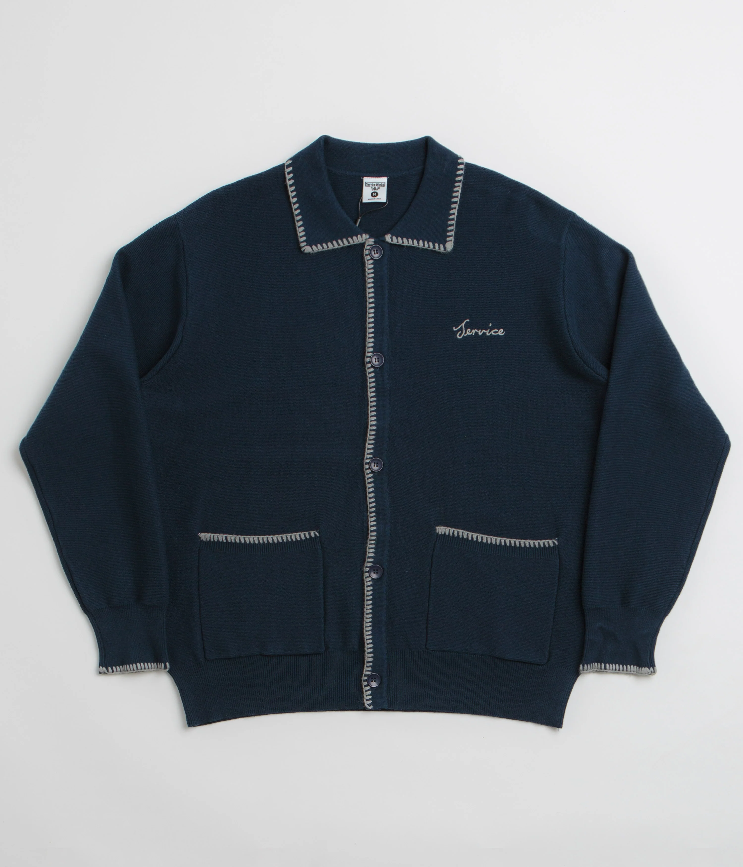 Service Works Blanket Stitch Cardigan - Navy